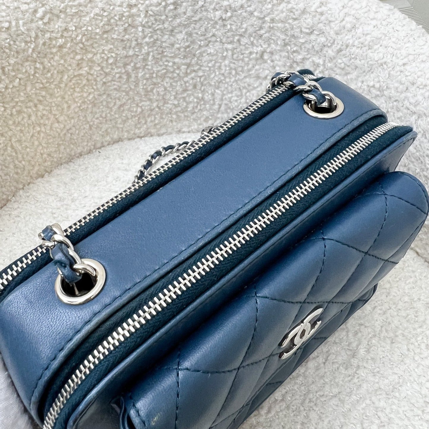 Chanel Seasonal Camera Bag in Blue Lambskin and SHW