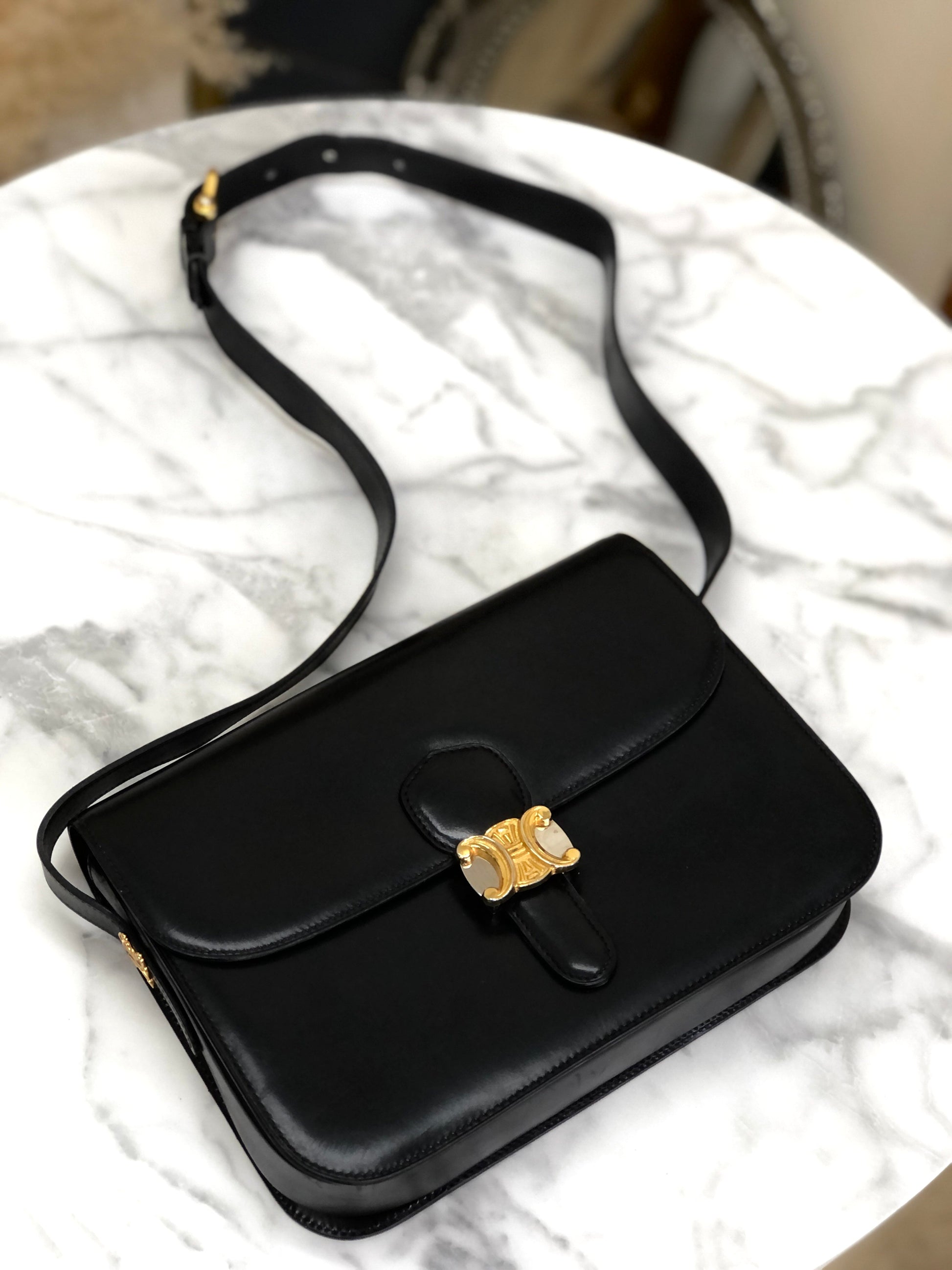 CELINE Triomphe Crossbody Shoulderbag Black Old CELINE m4hg6t