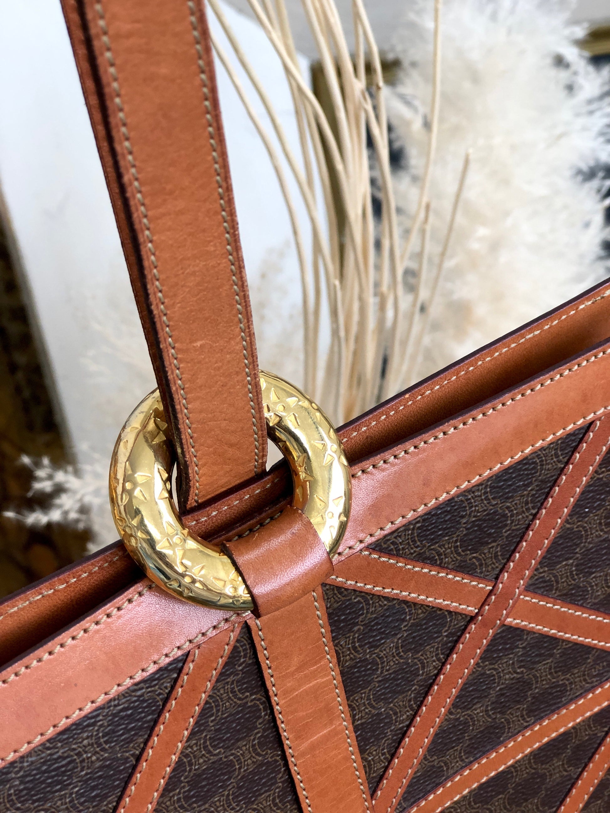 CELINE Macadam Starball One Shoulder bag Brown Old CELINE 8yfe4z