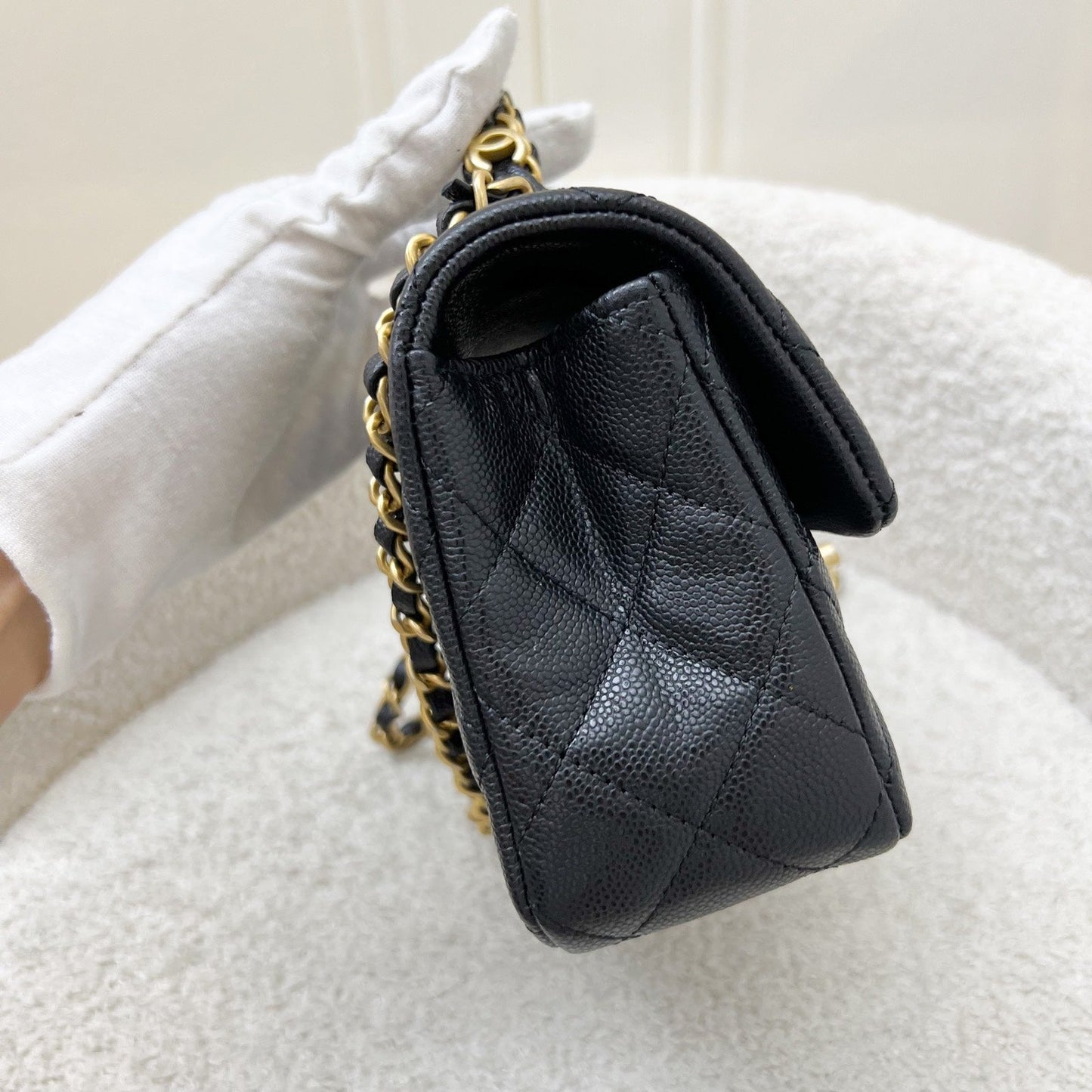 [Brand New] Chanel 25B Top Handle Mini Rectangular Flap in Black Caviar and AGHW (Model: AS5701) Handbag