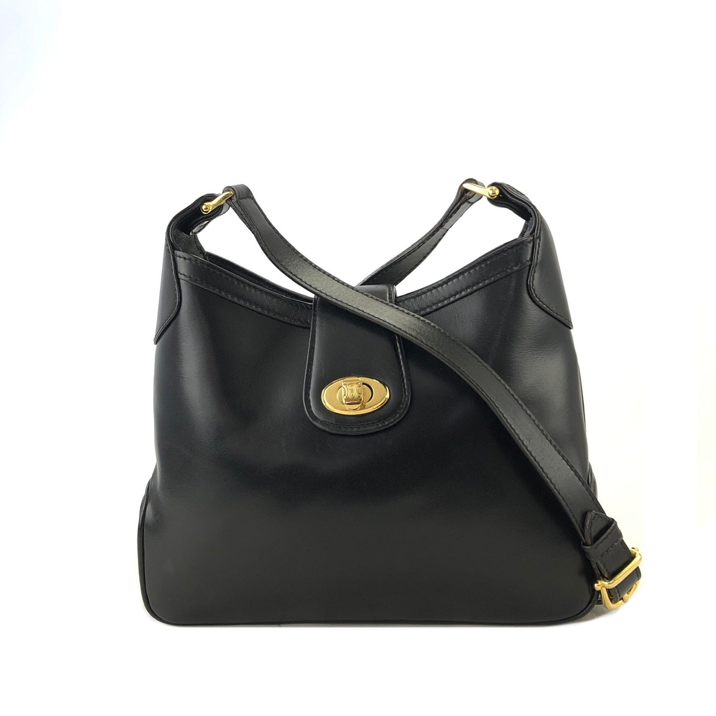CELINE Triomphe Turn lock Crossbody Shoulderbag Black Old CELINE i88c5m