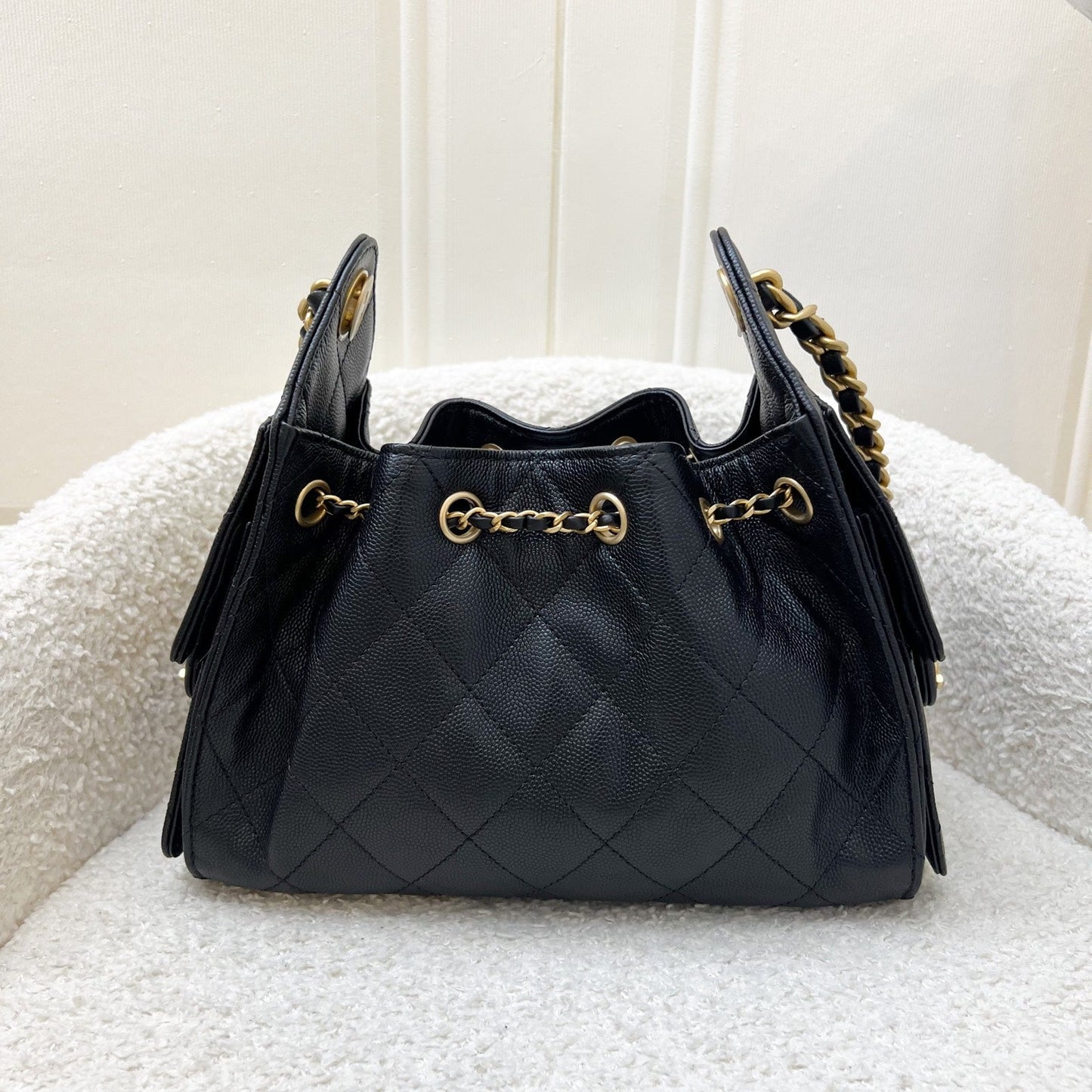 Chanel 25 Mini Hobo Bag in Black Caviar and AGHW (Model: AS5631)