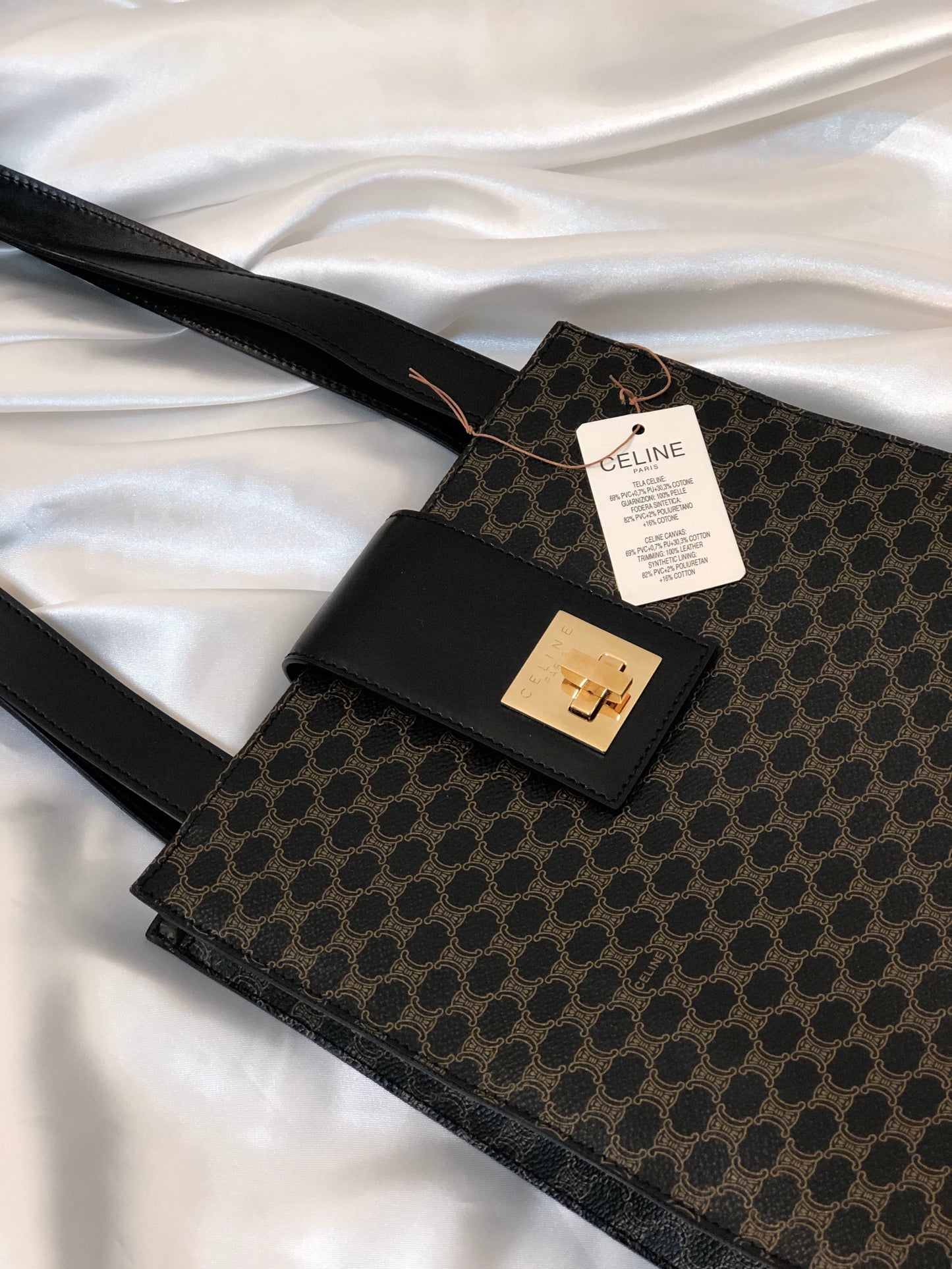 CELINE Macadam turn lock Shoulder bag Black Old celine