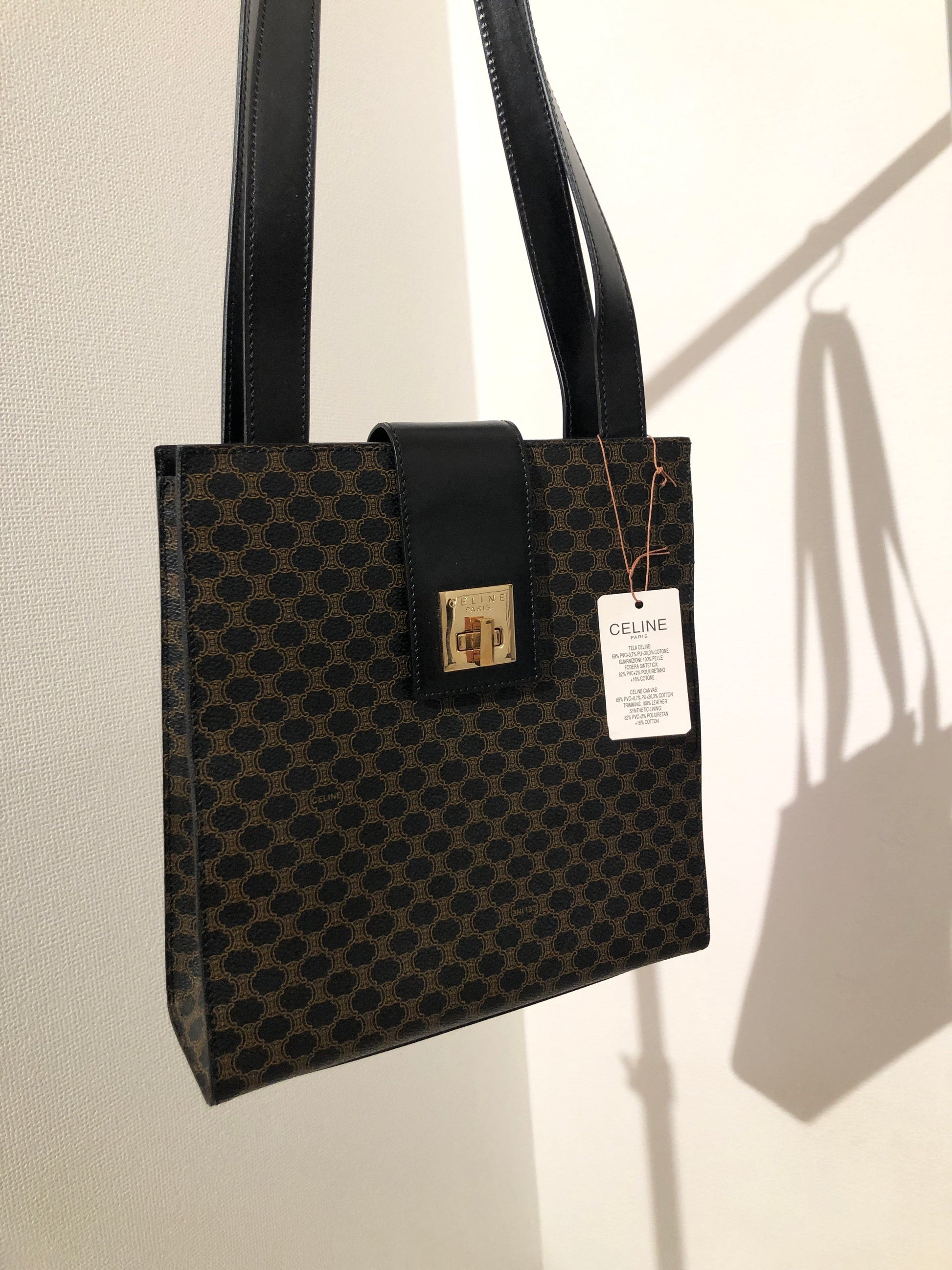 CELINE Macadam turn lock Shoulder bag Black Old celine