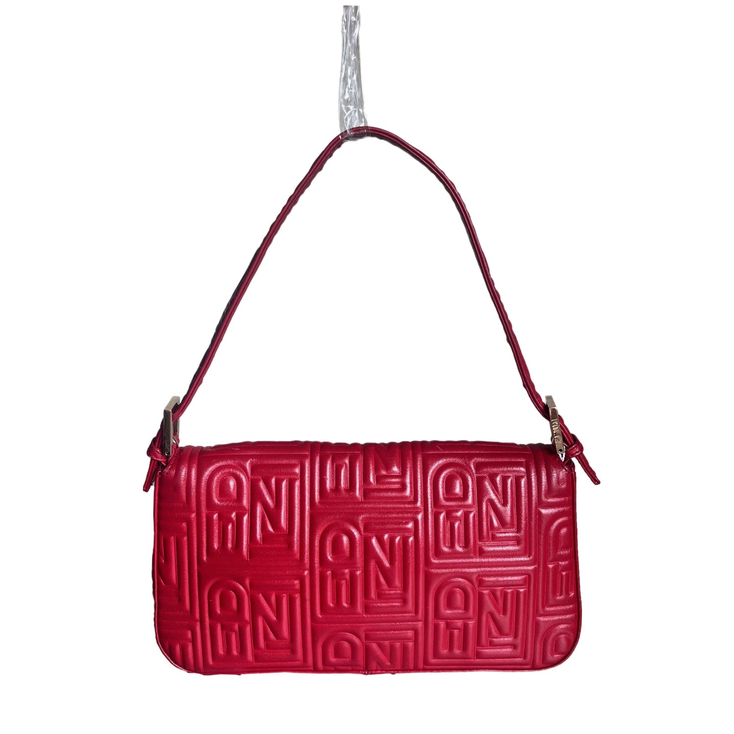 Fendi Baguette 1997 Re-edition 3D Embossed Red Leather Shoulder bag