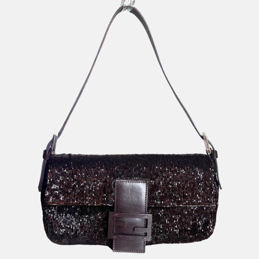 Fendi Baguette   Dark Chocolate Brown Glitter Beads