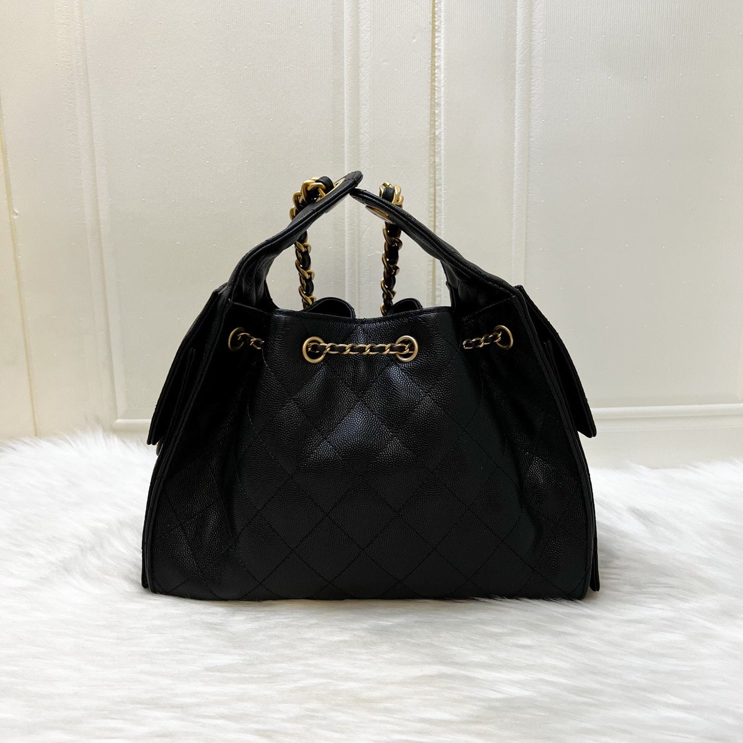 Chanel 25 Small Hobo Bag in Black Caviar and AGHW (Model: AS5293)
