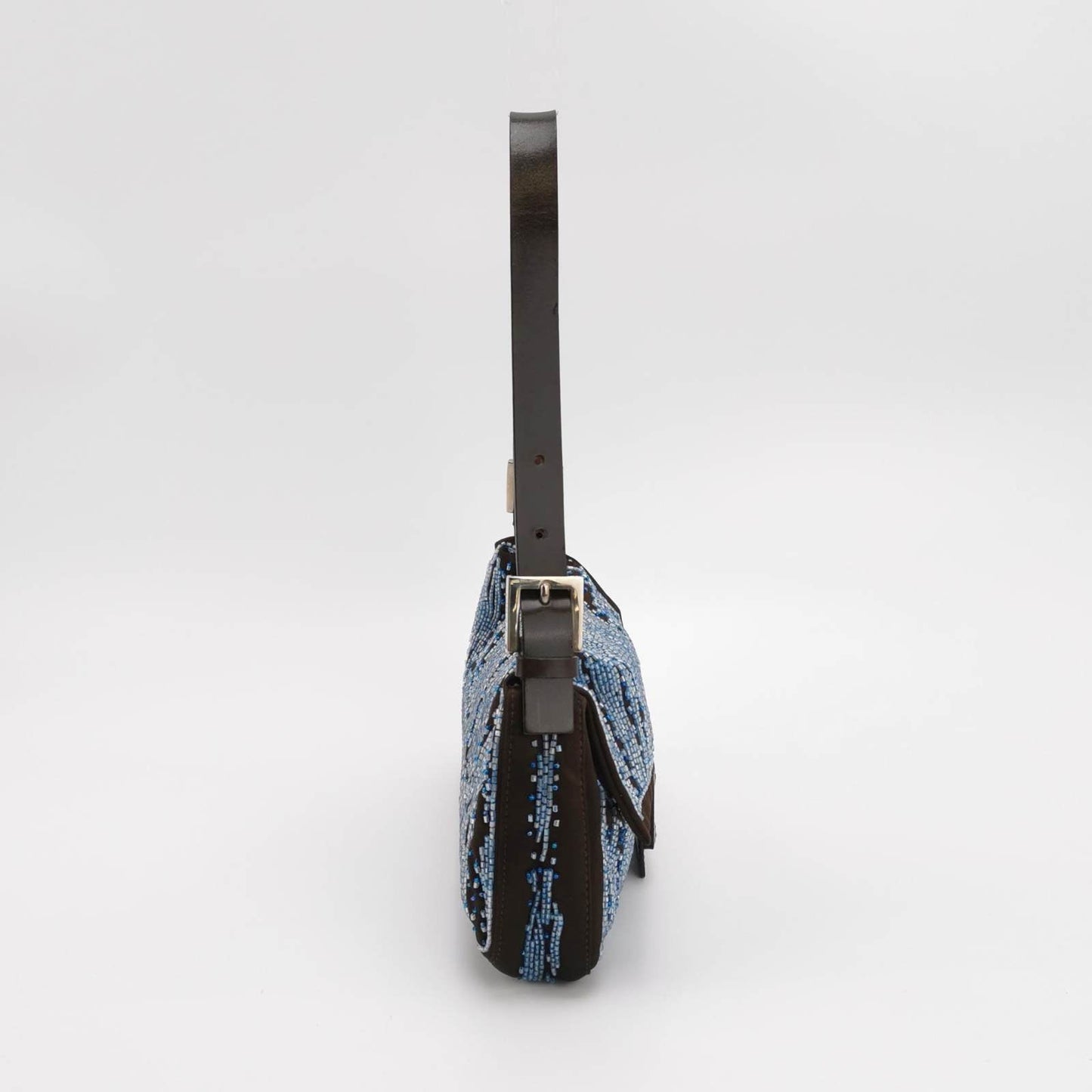 Fendi Baguette Black Silk with Blue Beads