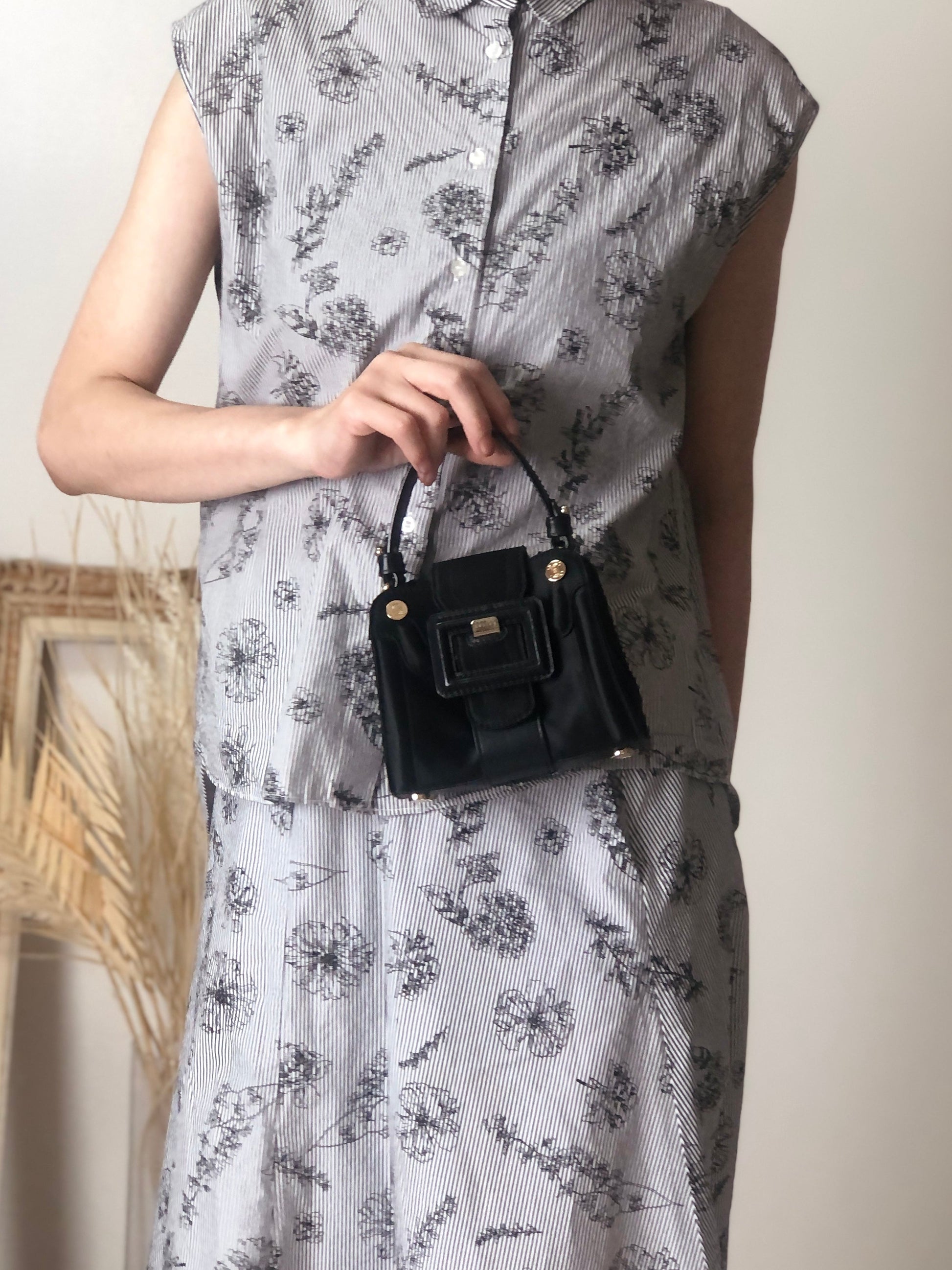 CELINE Front Buckle Small Handbag Black wdsxbc