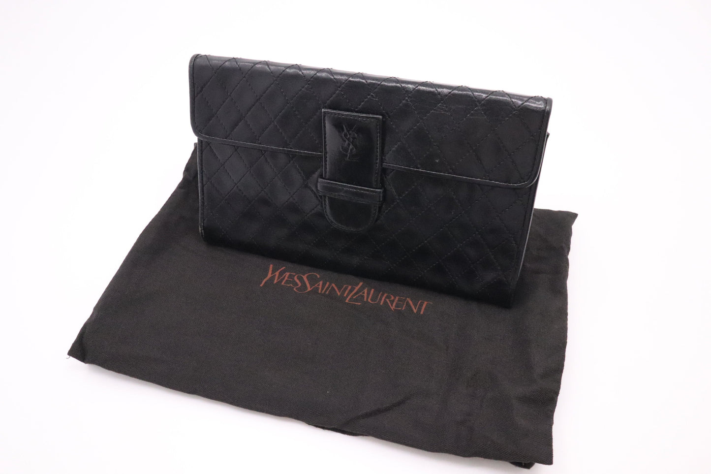 YSL Saint Laurent Clutch in Black Quilted Leather