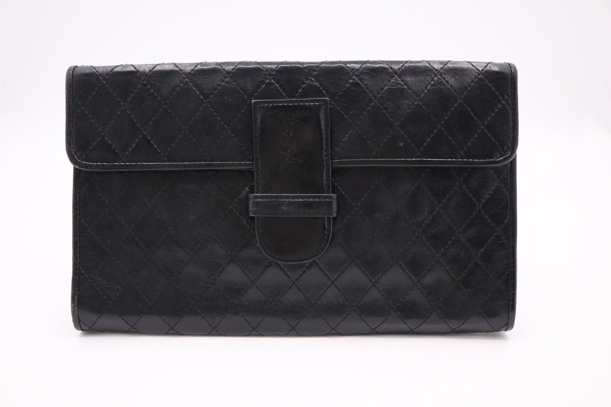 YSL Saint Laurent Clutch in Black Quilted Leather