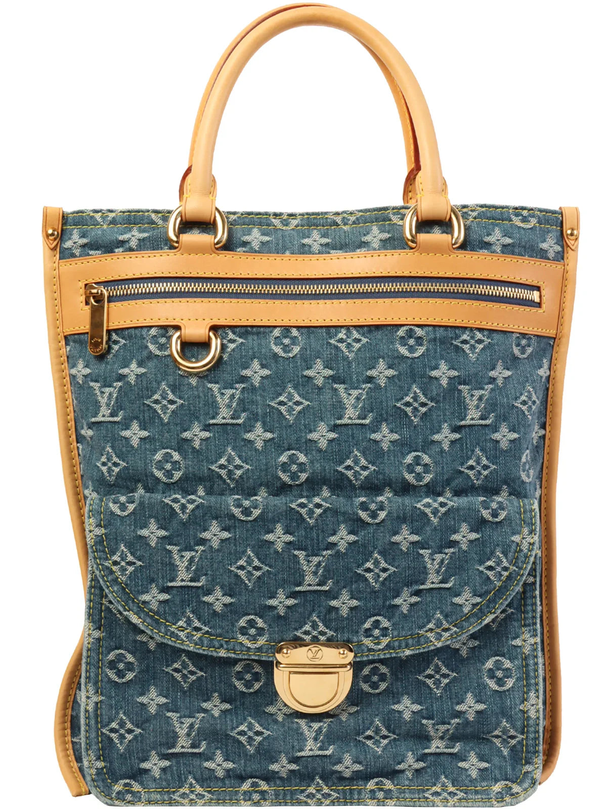 LOUIS VUITTON 2005 Made Monogram Flat Shopper Indigo Blue