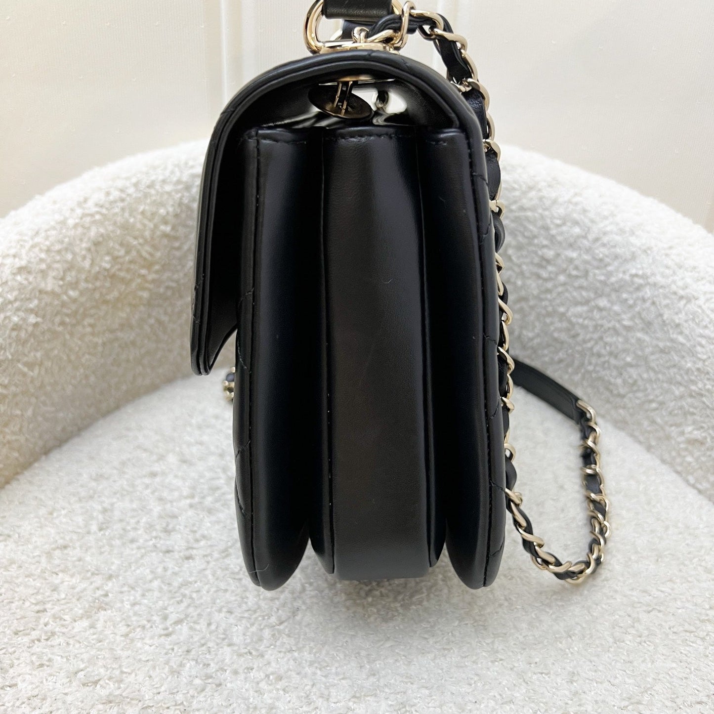 Chanel Small Trendy CC Top Handle Flap in Black Lambskin LGHW (Model: A92236) Handbag