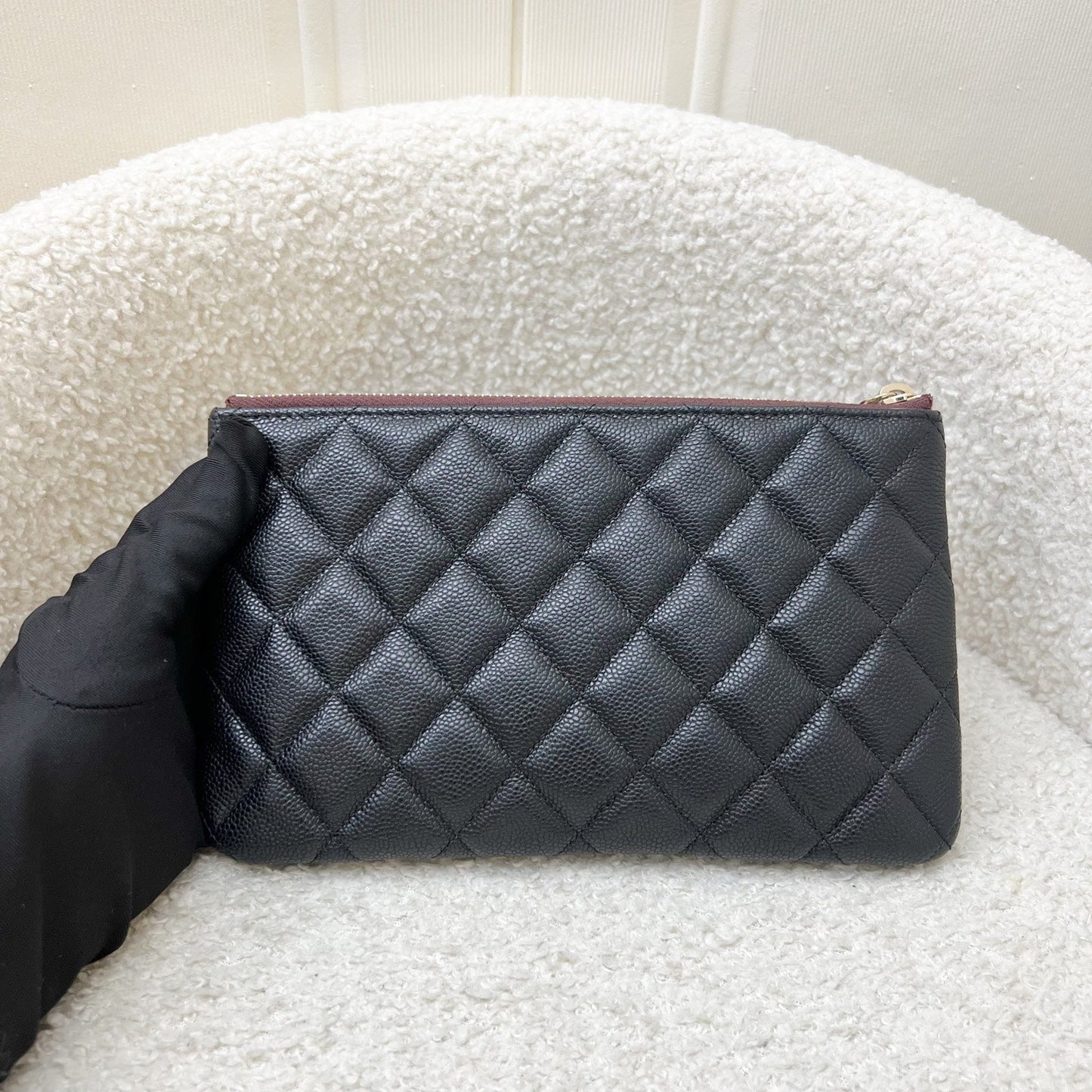 Chanel Classic Small O-Case Pouch in Black Caviar and LGHW (Model: AP4101) Clutch