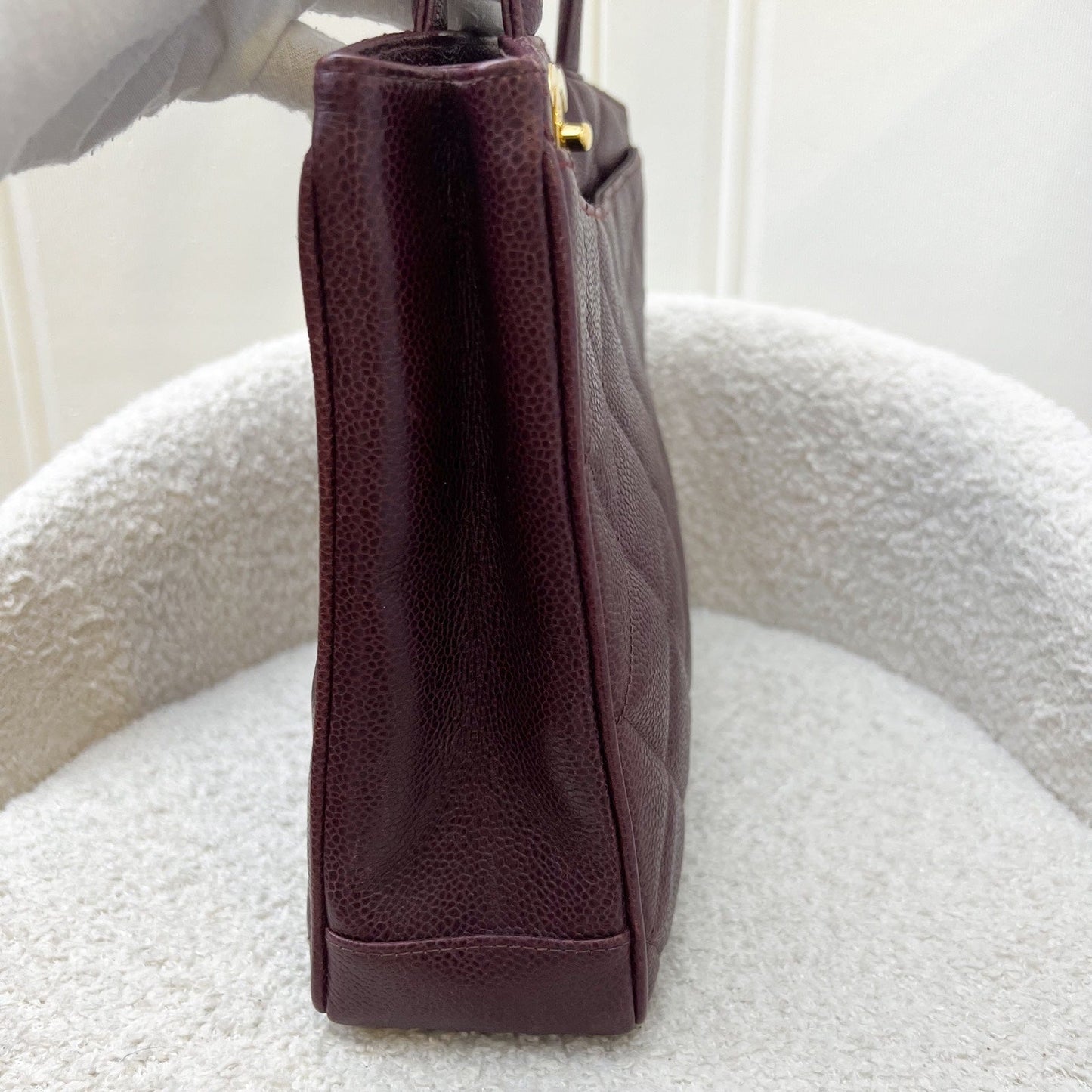 Chanel Shoulder Tote Bag in Dark Burgundy Red Caviar GHW