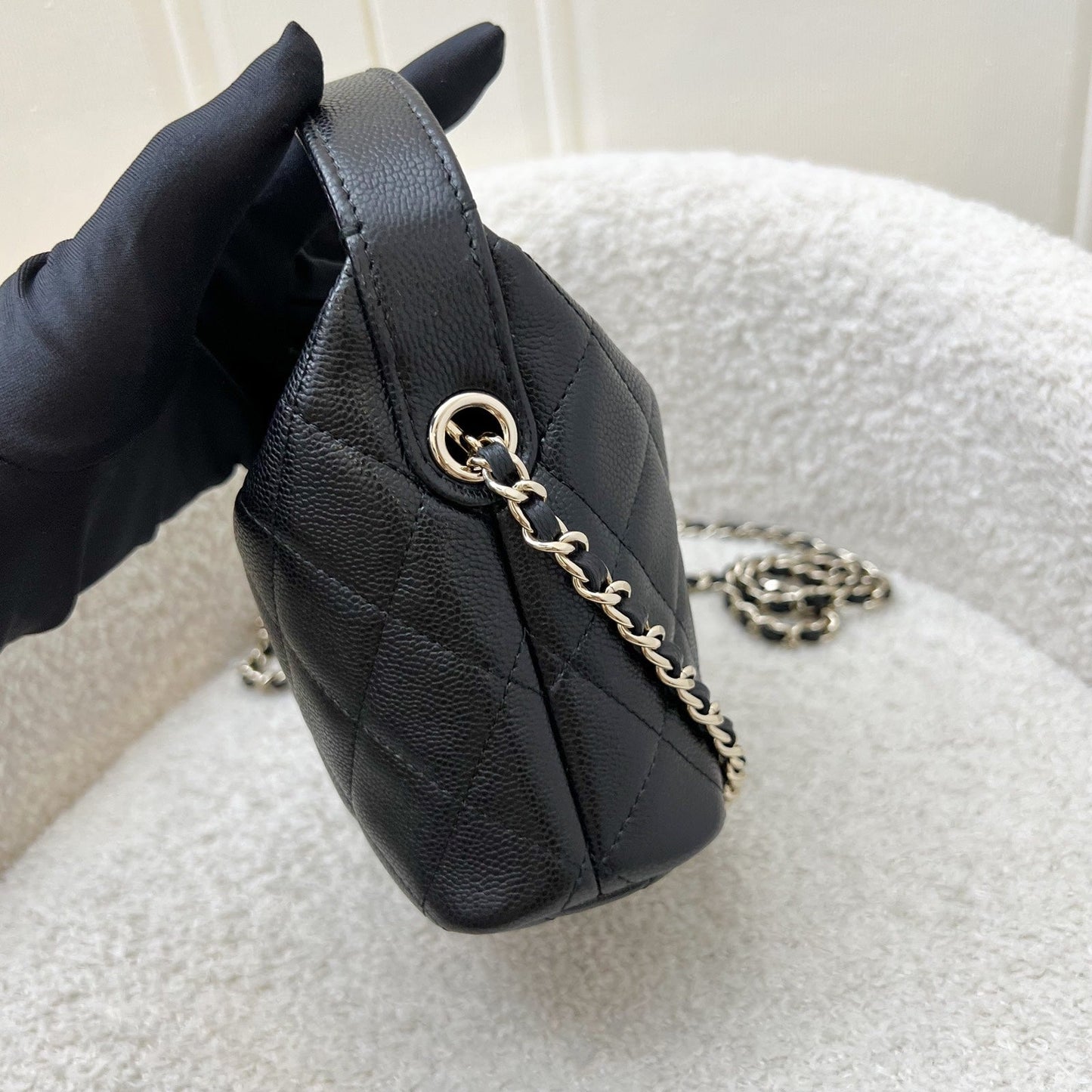 Chanel Classic Quilted Hobo Clutch on Chain in Black Caviar and LGHW (Model: AP4386) Shoulder Bag
