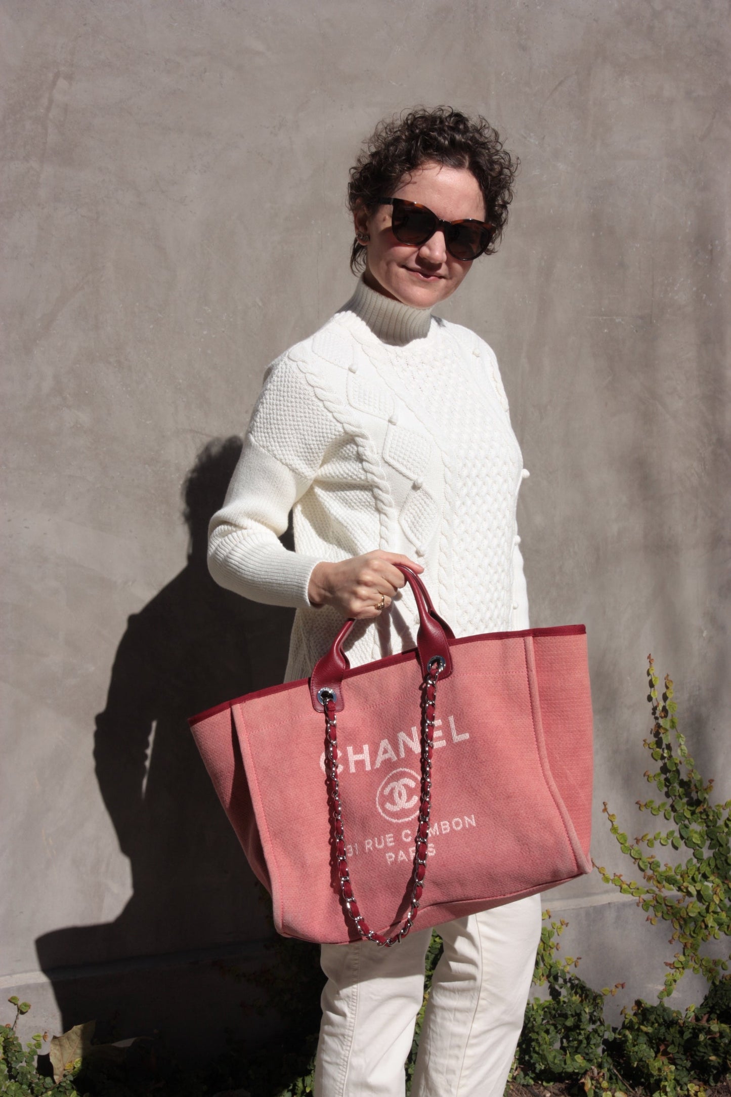 Chanel Deauville Large Red Pink 2012 Tote Bag