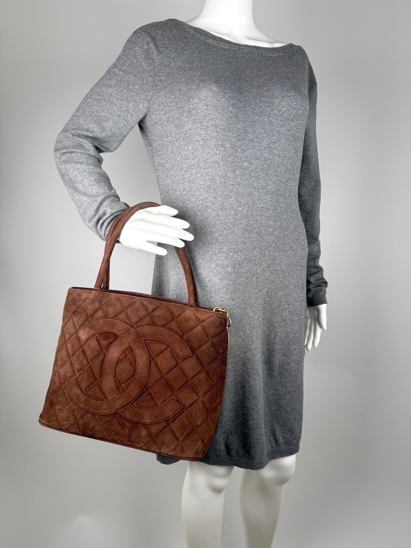 Chanel CC Timeless Medallion Suede Brown Tote