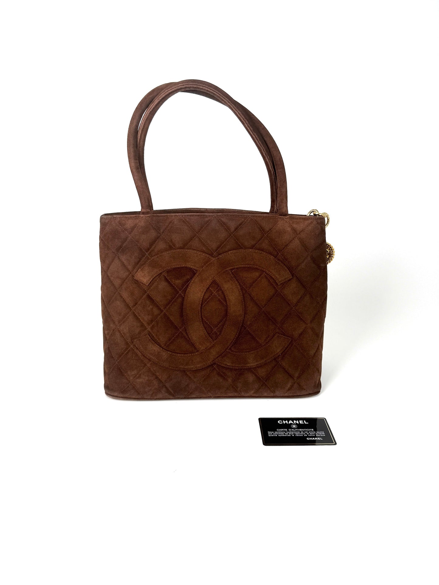 Chanel CC Timeless Medallion Suede Brown Tote