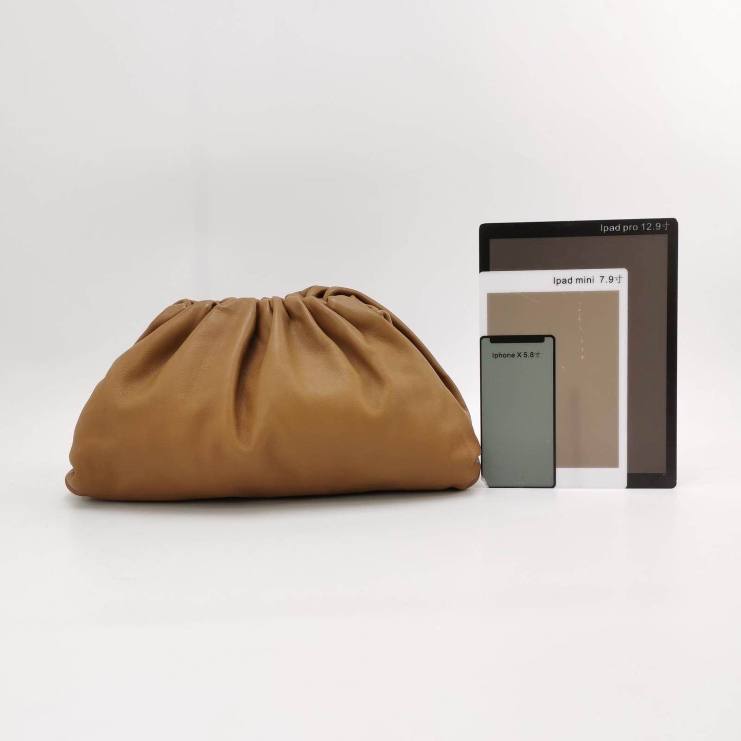 Bottega Veneta Pouch Calfskin Leather Caramel Brown Large