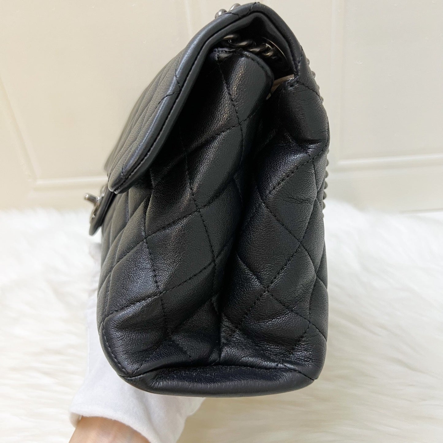 Chanel East West Quilted Flap Bag in Black Caviar and RHW