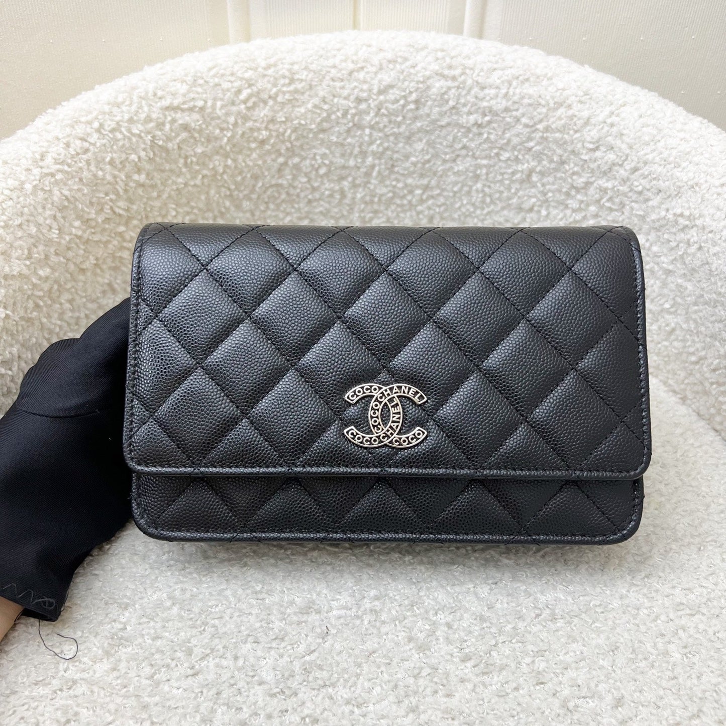 Chanel 25P Wallet on Chain WOC in Black Caviar and SHW (Model: AP3825) Crossbody