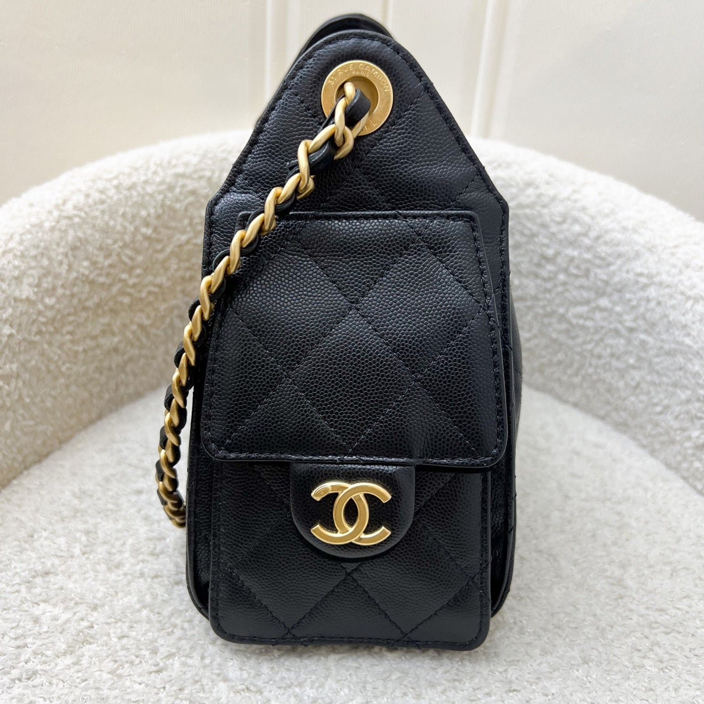 Chanel 25 Mini Hobo Bag in Black Caviar and AGHW (Model: AS5631)