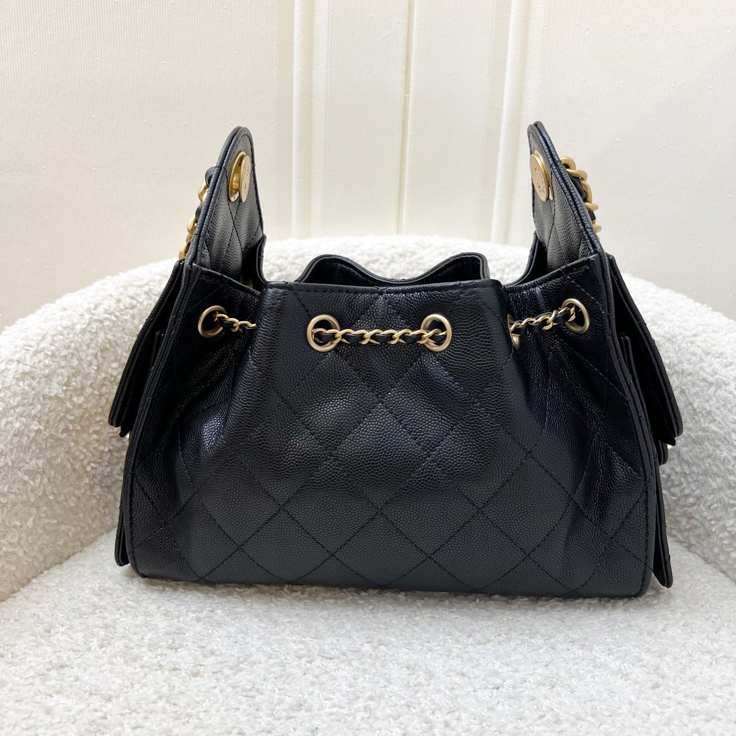 Chanel 25 Mini Hobo Bag in Black Caviar and AGHW (Model: AS5631)