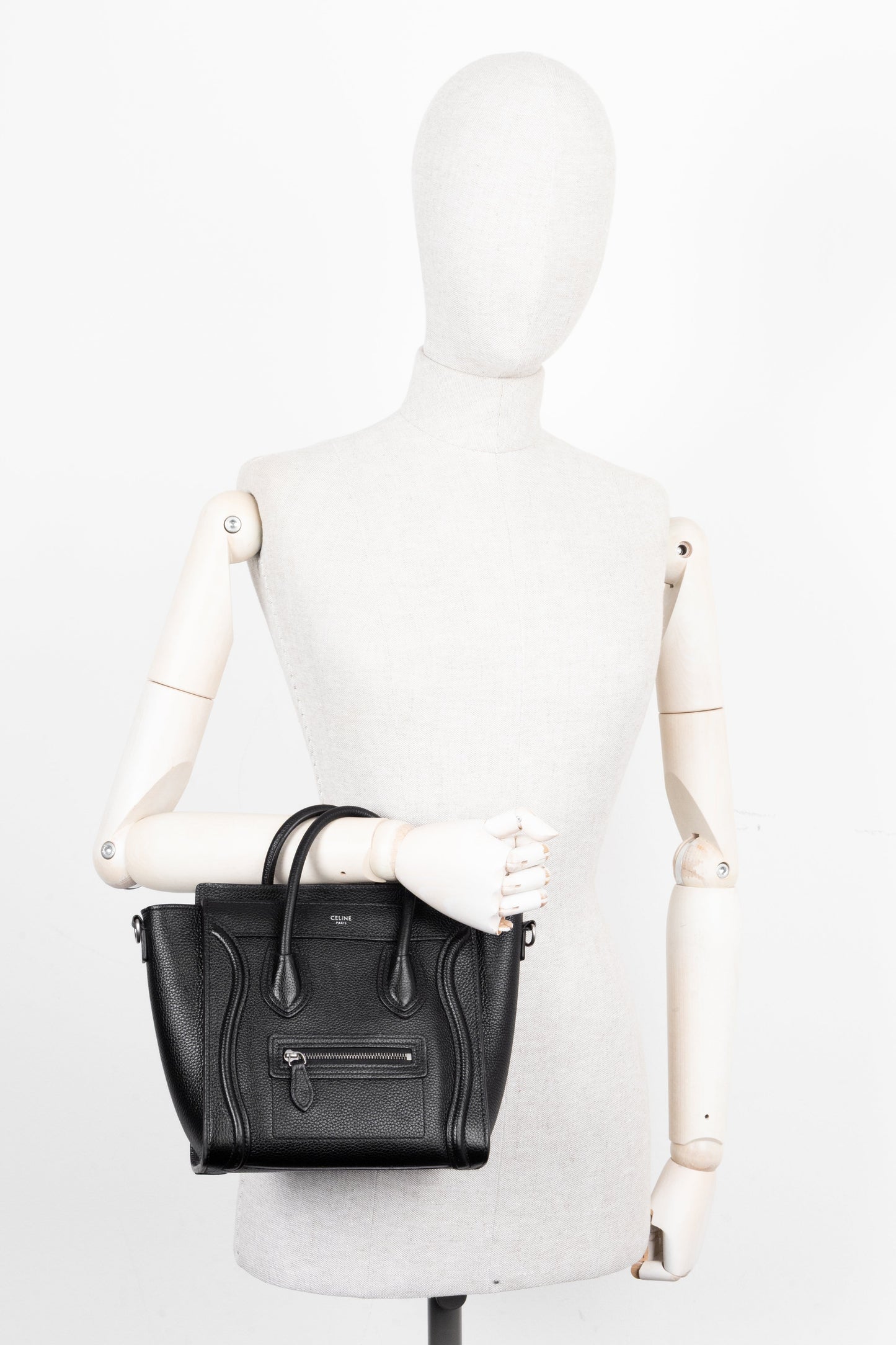 CELINE Nano Luggage Crossbody Bag Black