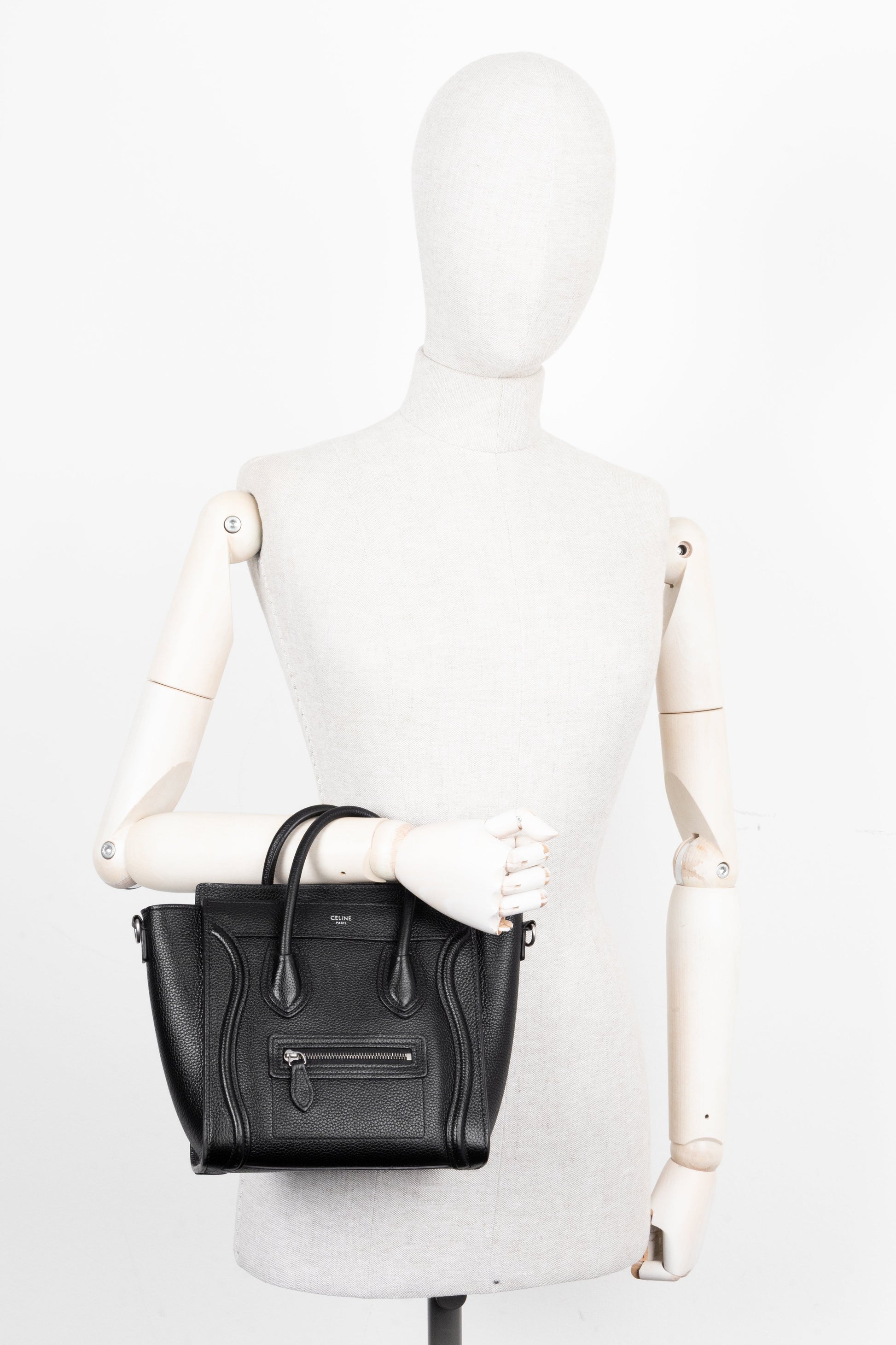 CELINE Nano Luggage Crossbody Bag Black