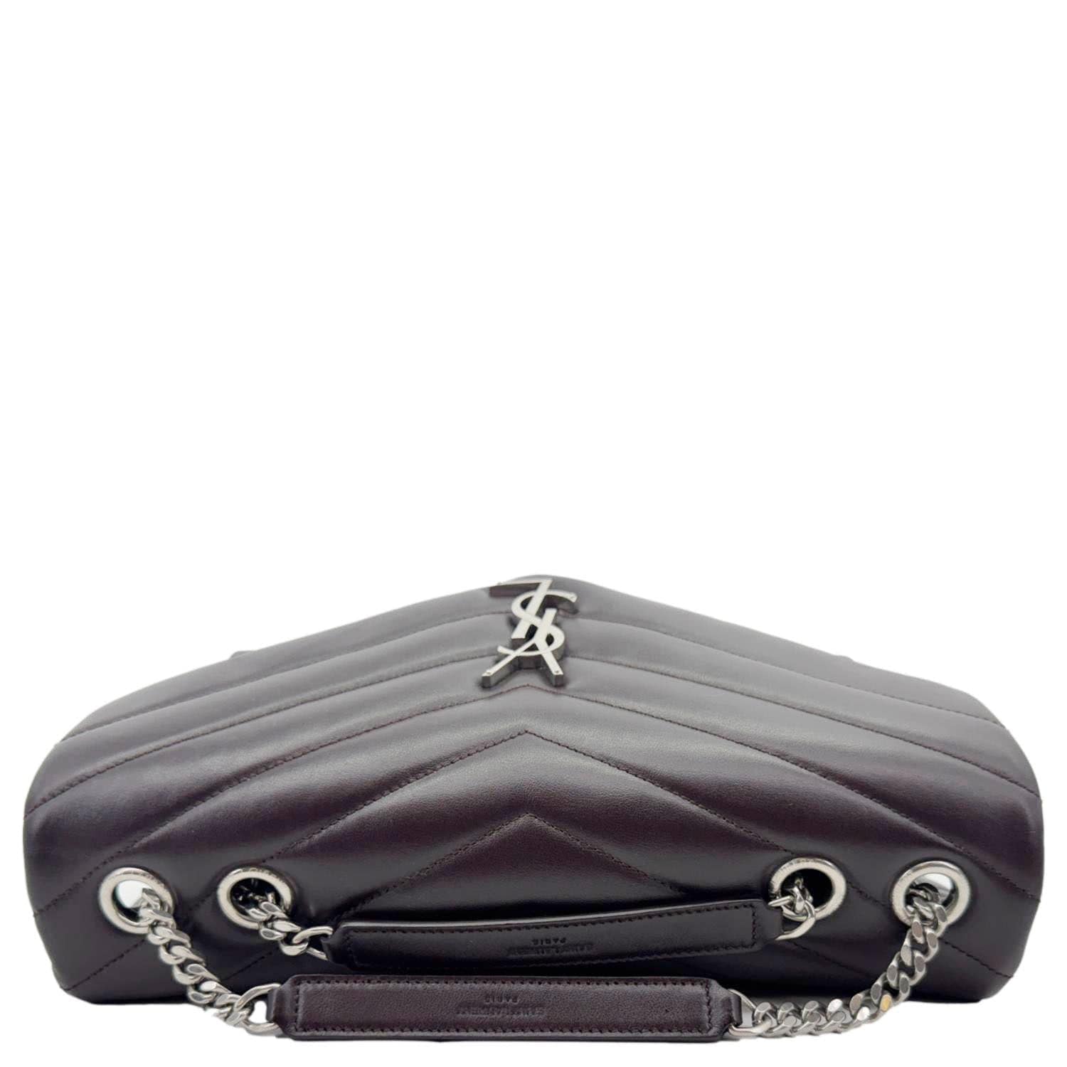 YVES SAINT LAURENT Loulou Medium Quilted Leather Crossbody Bag Burgundy