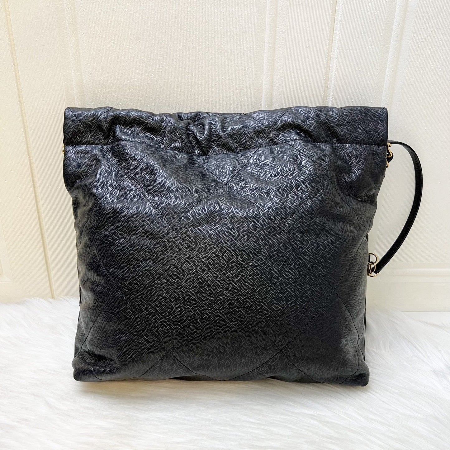 Chanel 22 Small Hobo Handbag in Black Caviar and GHW (Model: AS3260)