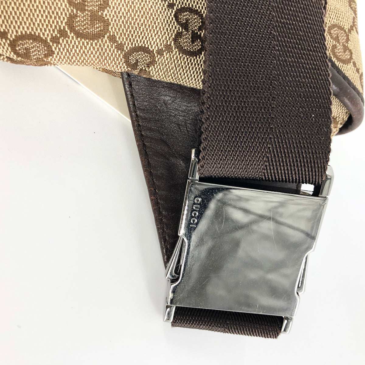 Gucci Monogram Leather Canvas Shoulder Bag