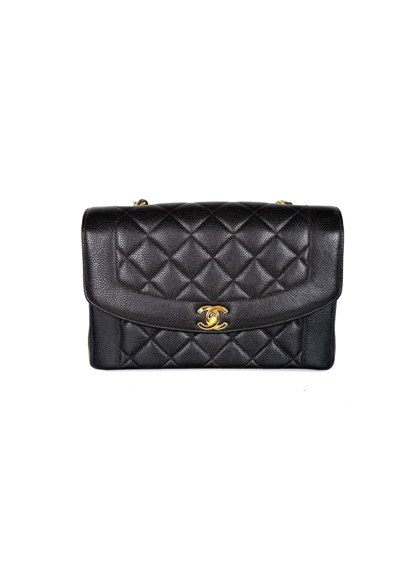 CHANEL Diana Medium Brown Caviar Quilted Leather Crossbody Flap Bag