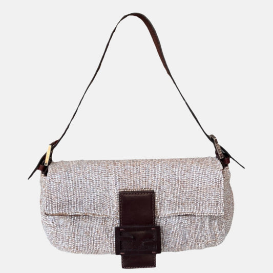 Fendi Baguette Shoulder bag with Cream Beads