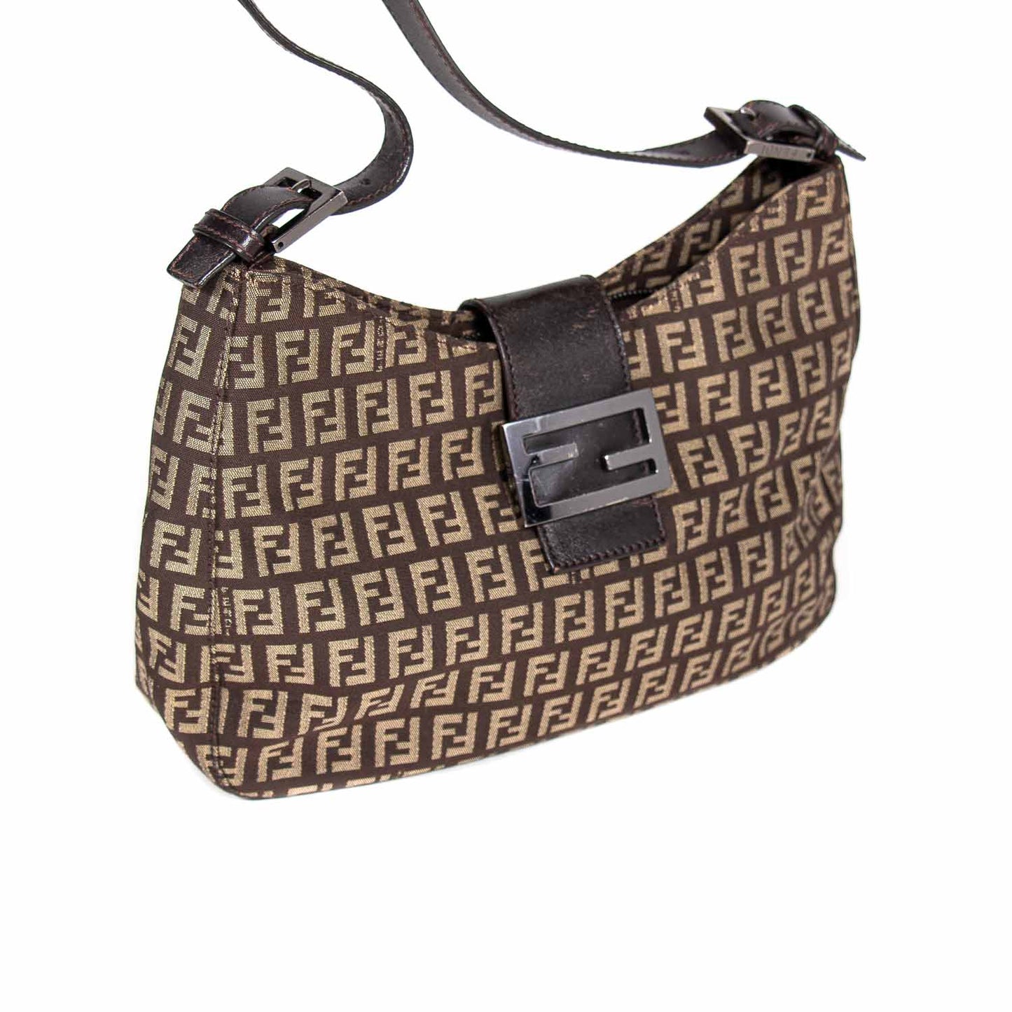 Fendi Leather Trimmed Zucca Baguette