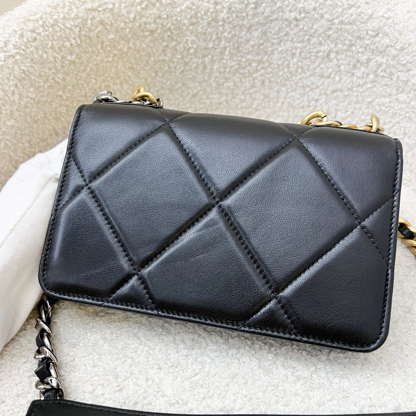 Chanel 19 Wallet on Chain WOC in Black Lambskin and 3-Tone HW (Model: AP3267) Crossbody