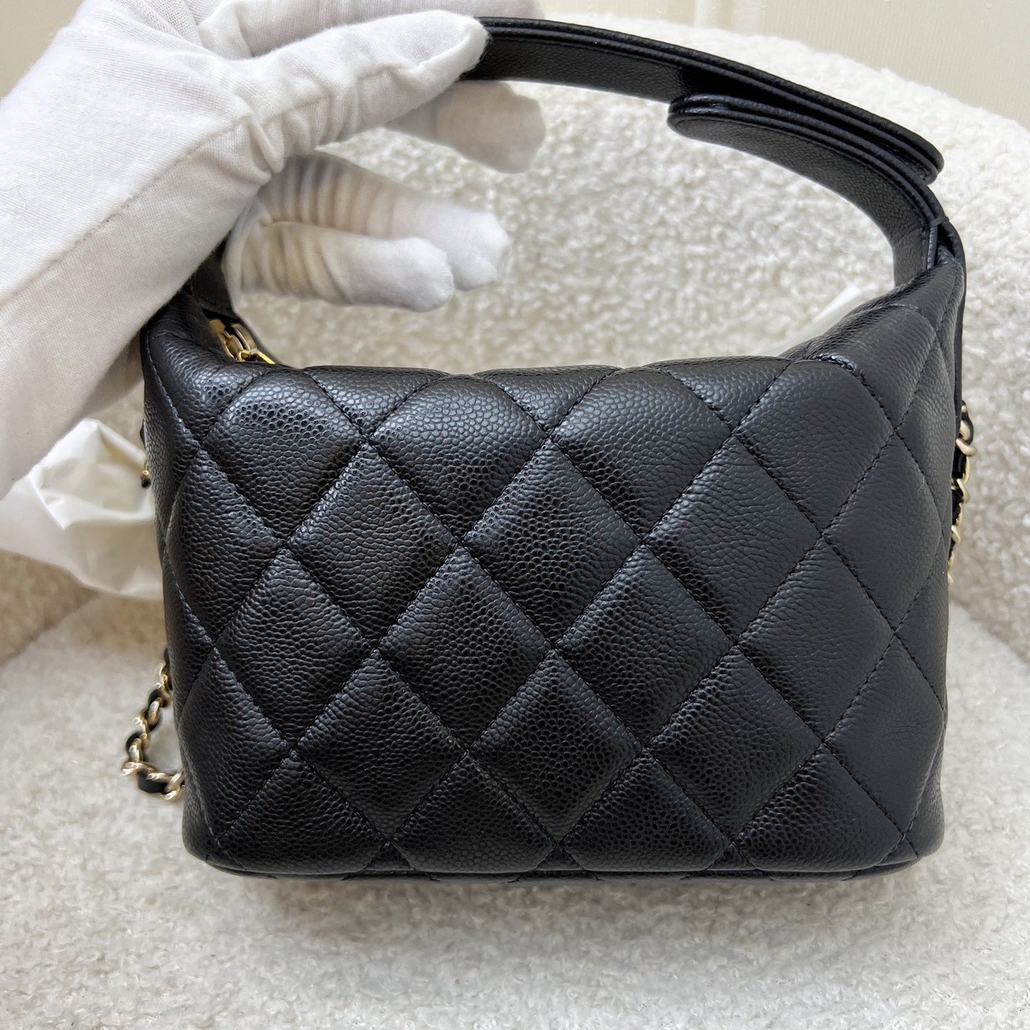 Chanel Classic Quilted Hobo Clutch on Chain in Black Caviar and LGHW (Model: AP4386) Shoulder Bag