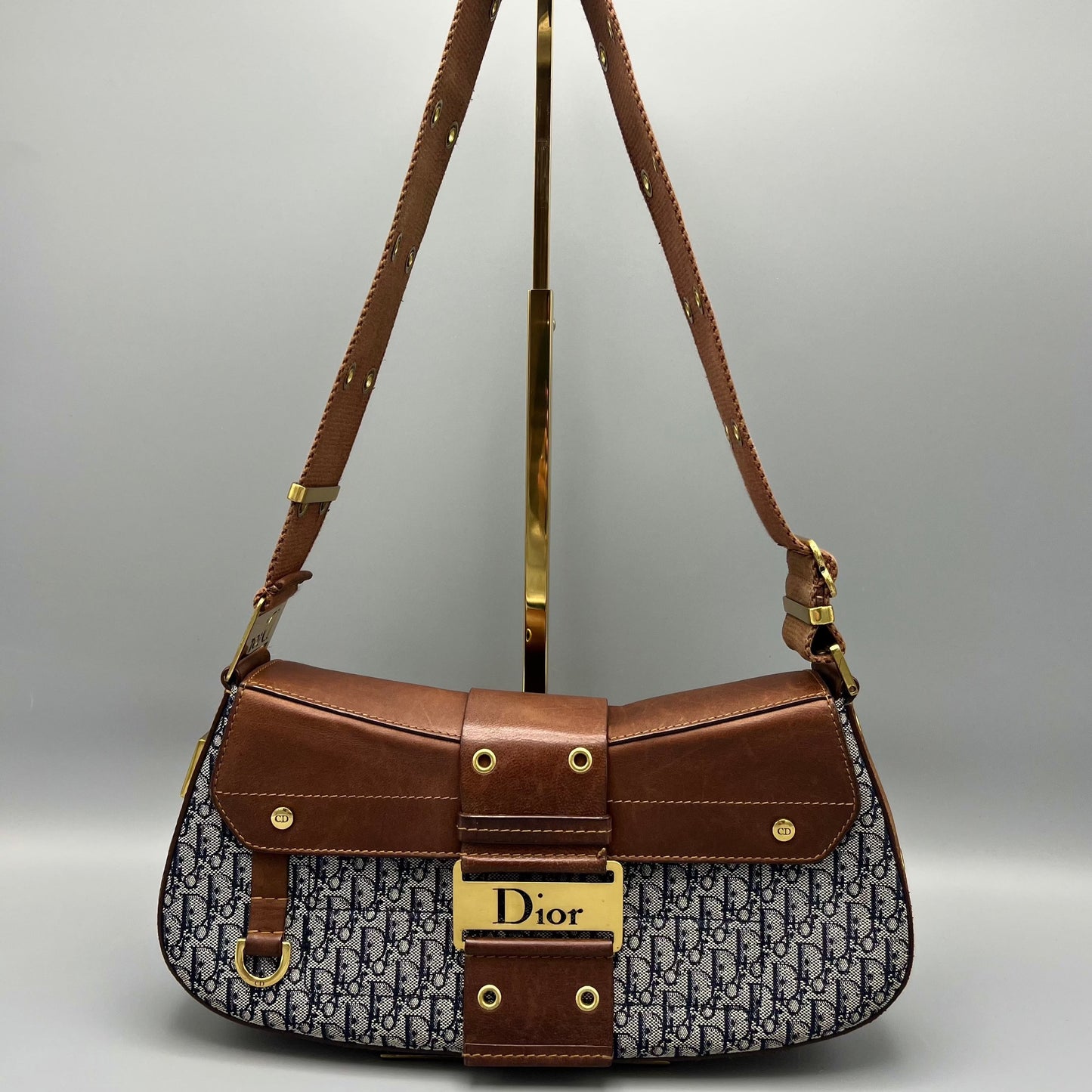Dior Leather Canvas Shoulder Bag