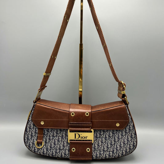 Dior Leather Canvas Shoulder Bag