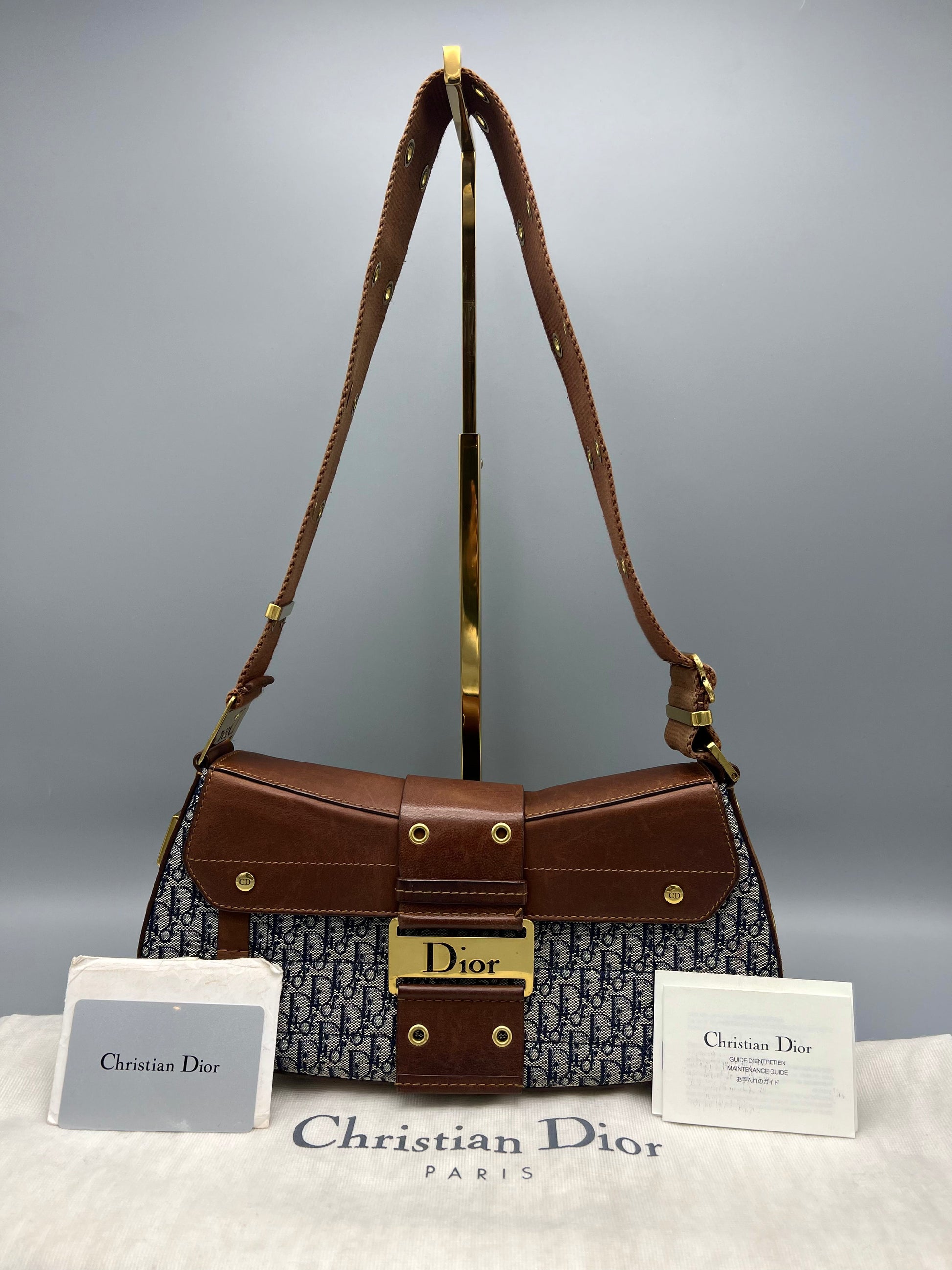 Dior Leather Canvas Shoulder Bag