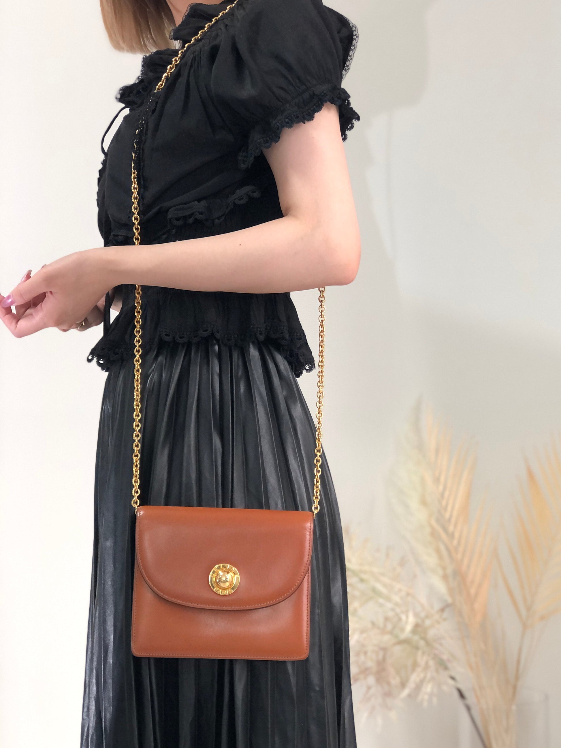CELINE Starball Chain Small Shoulderbag Camel Old Celine t6xd2w