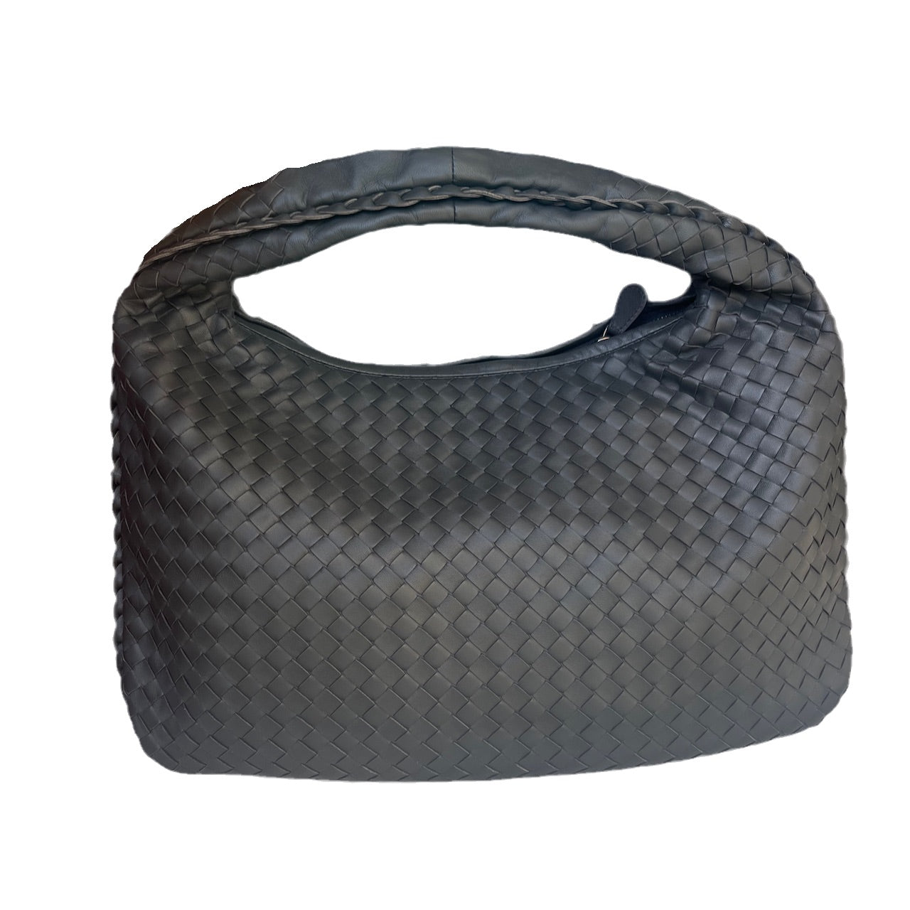 Bottega Veneta Intrecciato Hobo Bag Medium Charcoal Black Lambskin leather