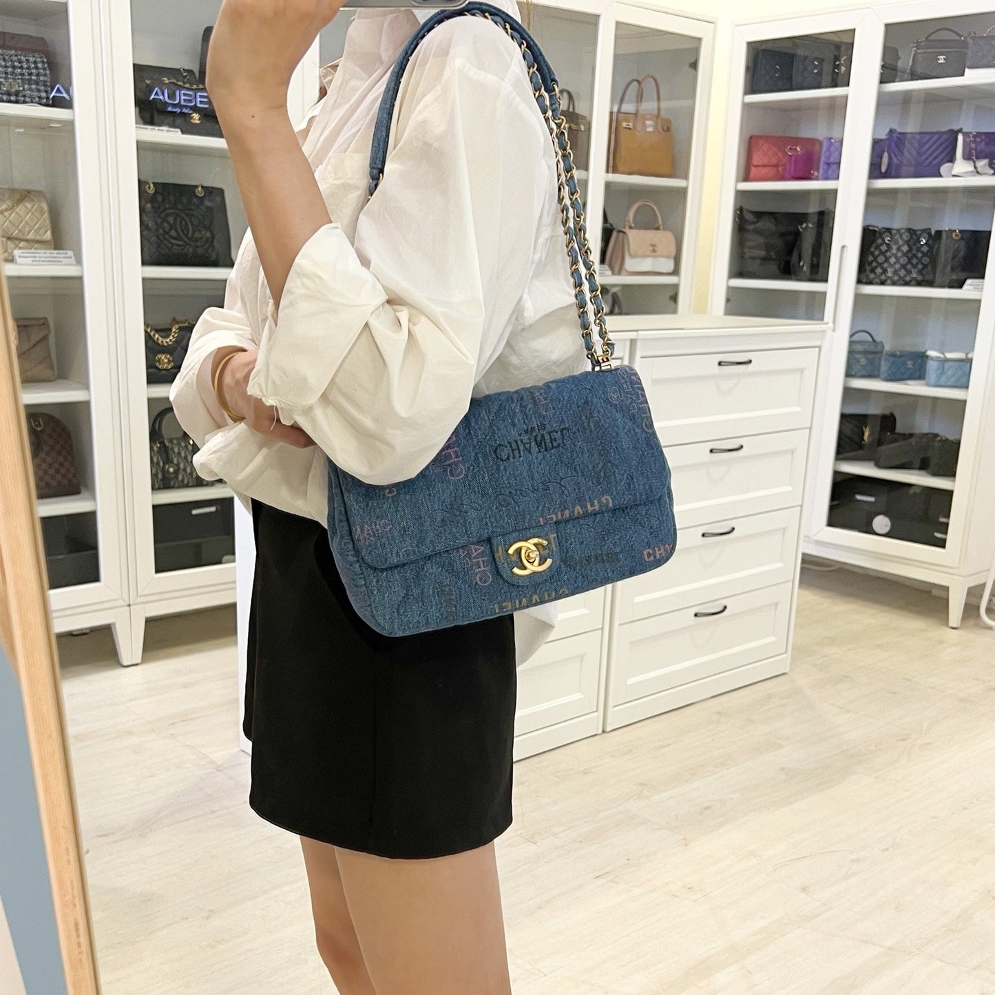 Chanel 22P Mood Medium Flap Bag in Blue Printed and AGHW