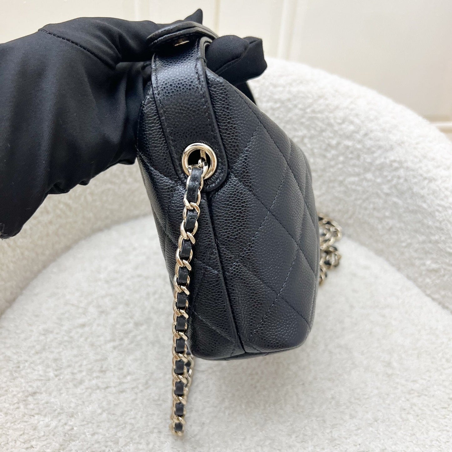 Chanel Classic Quilted Hobo Clutch on Chain in Black Caviar and LGHW (Model: AP4386) Shoulder Bag