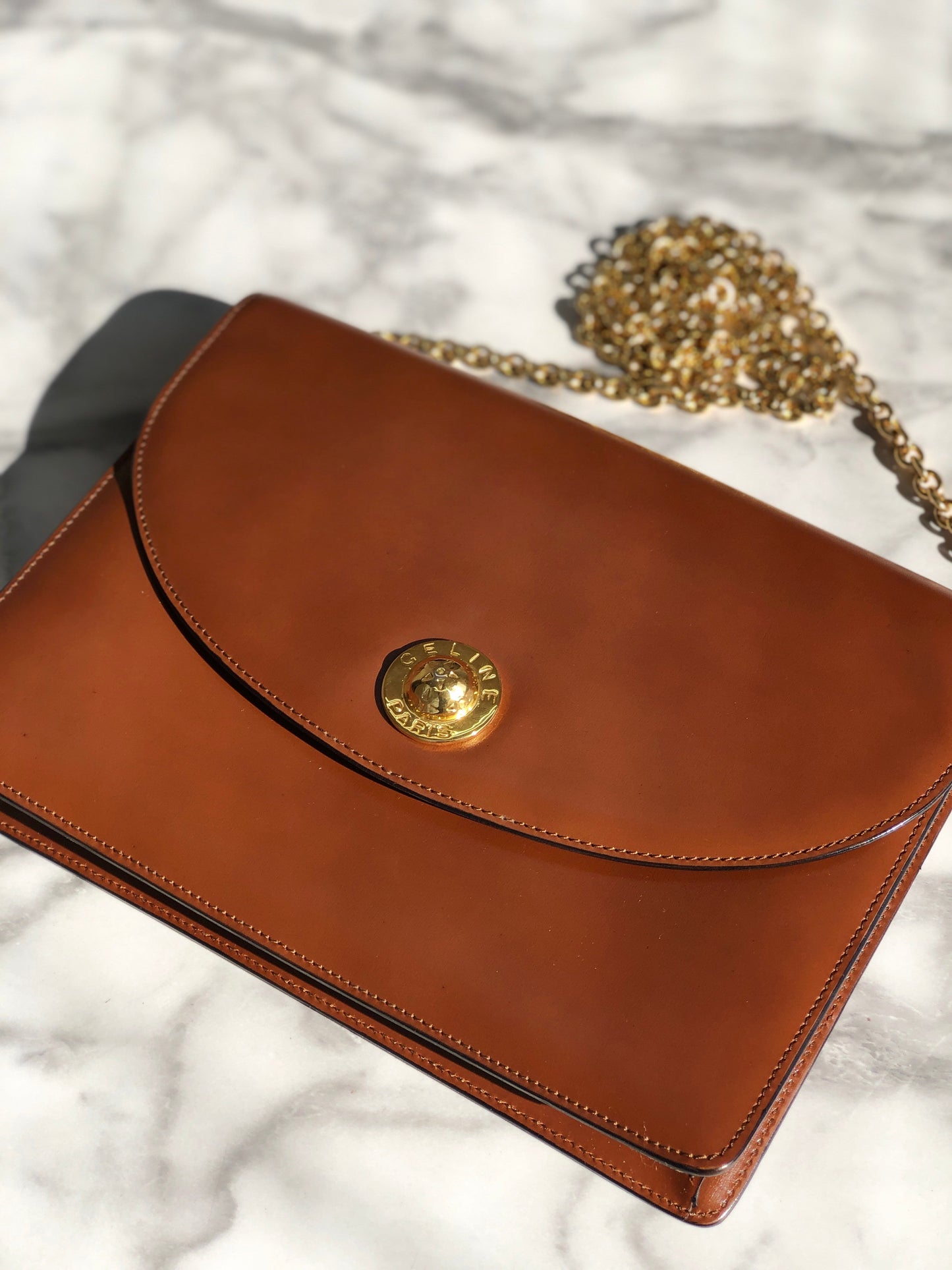 CELINE Starball Chain Shoulderbag Brown Old Celine nimwmc