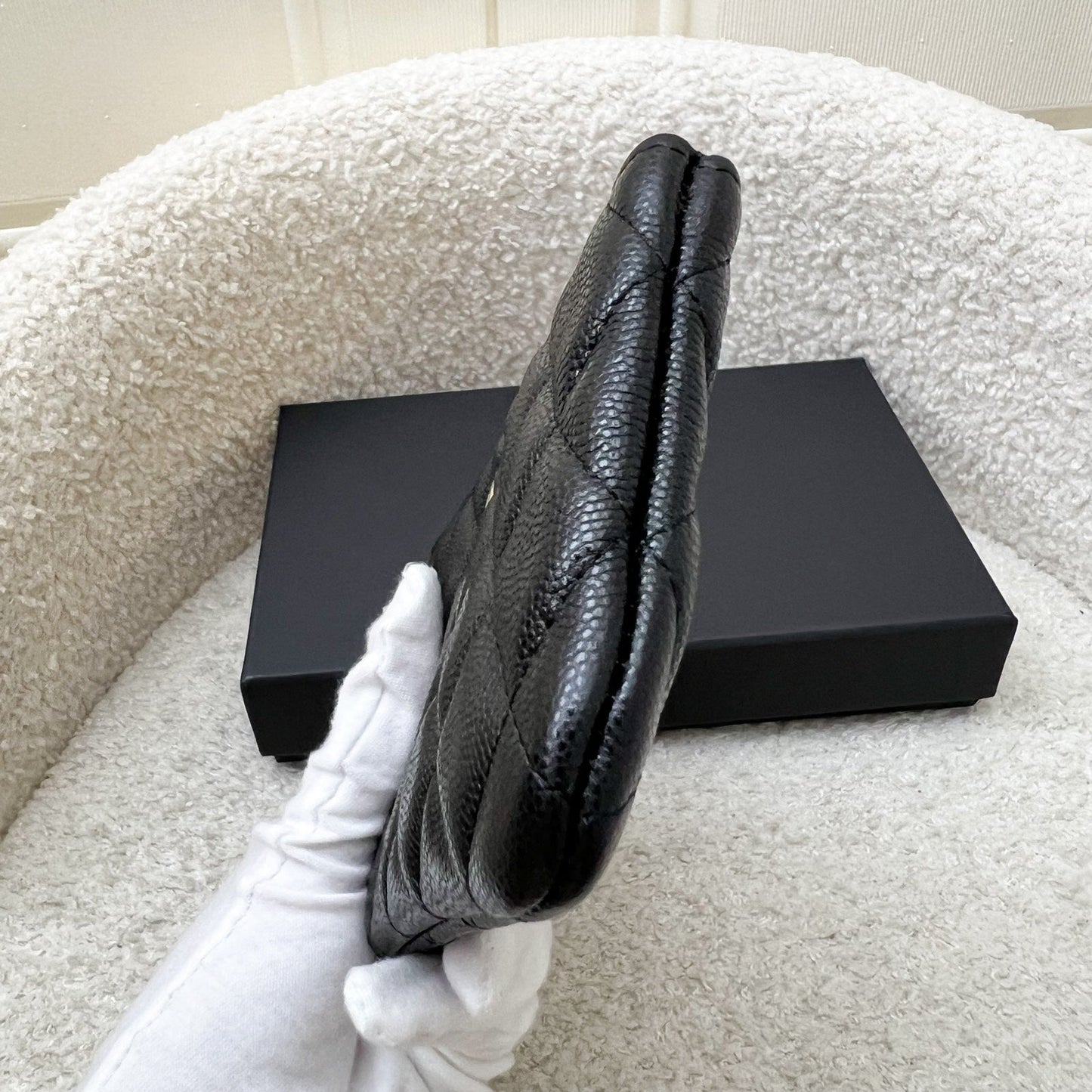 Chanel Mini O-Case / Pouch in Black Caviar and SHW (Model: A82365) Clutch