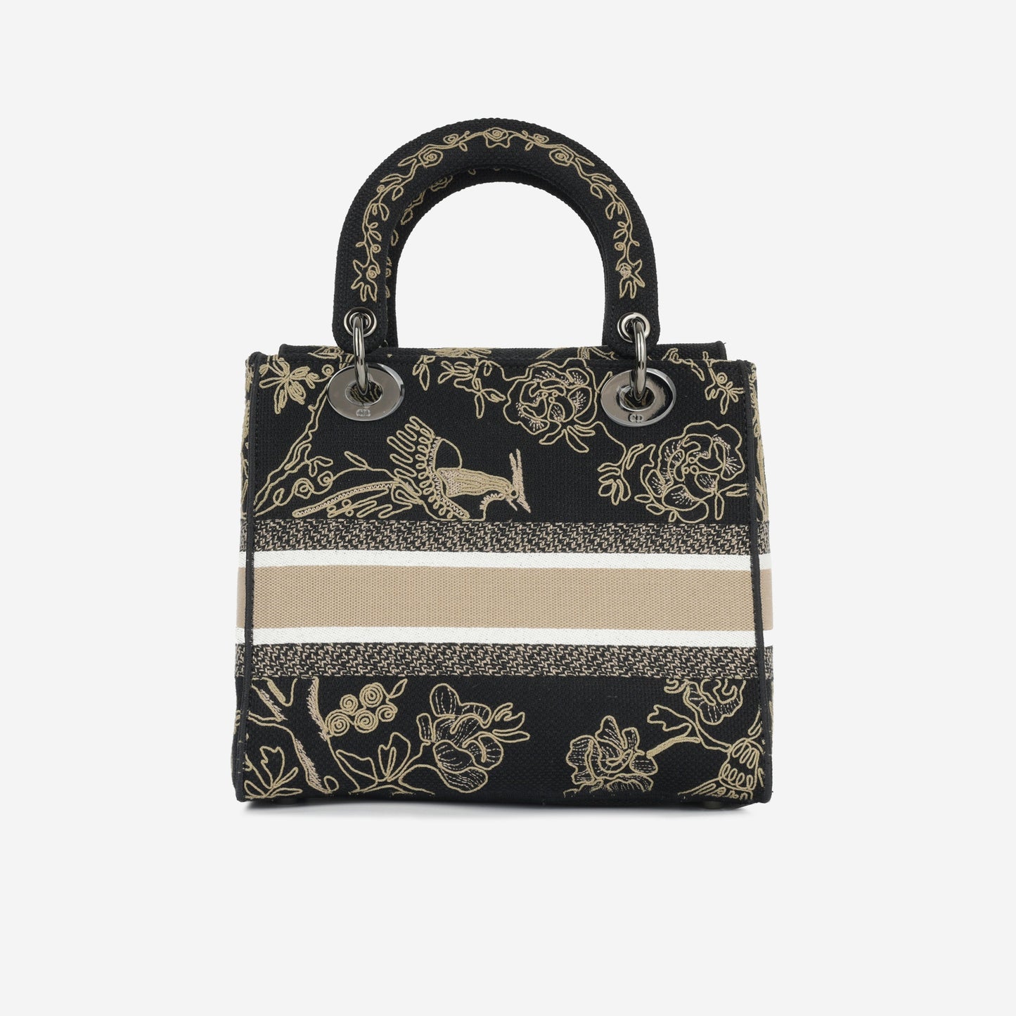 Christian Dior Medium Lady D-Lite - Black Embroidered Toile