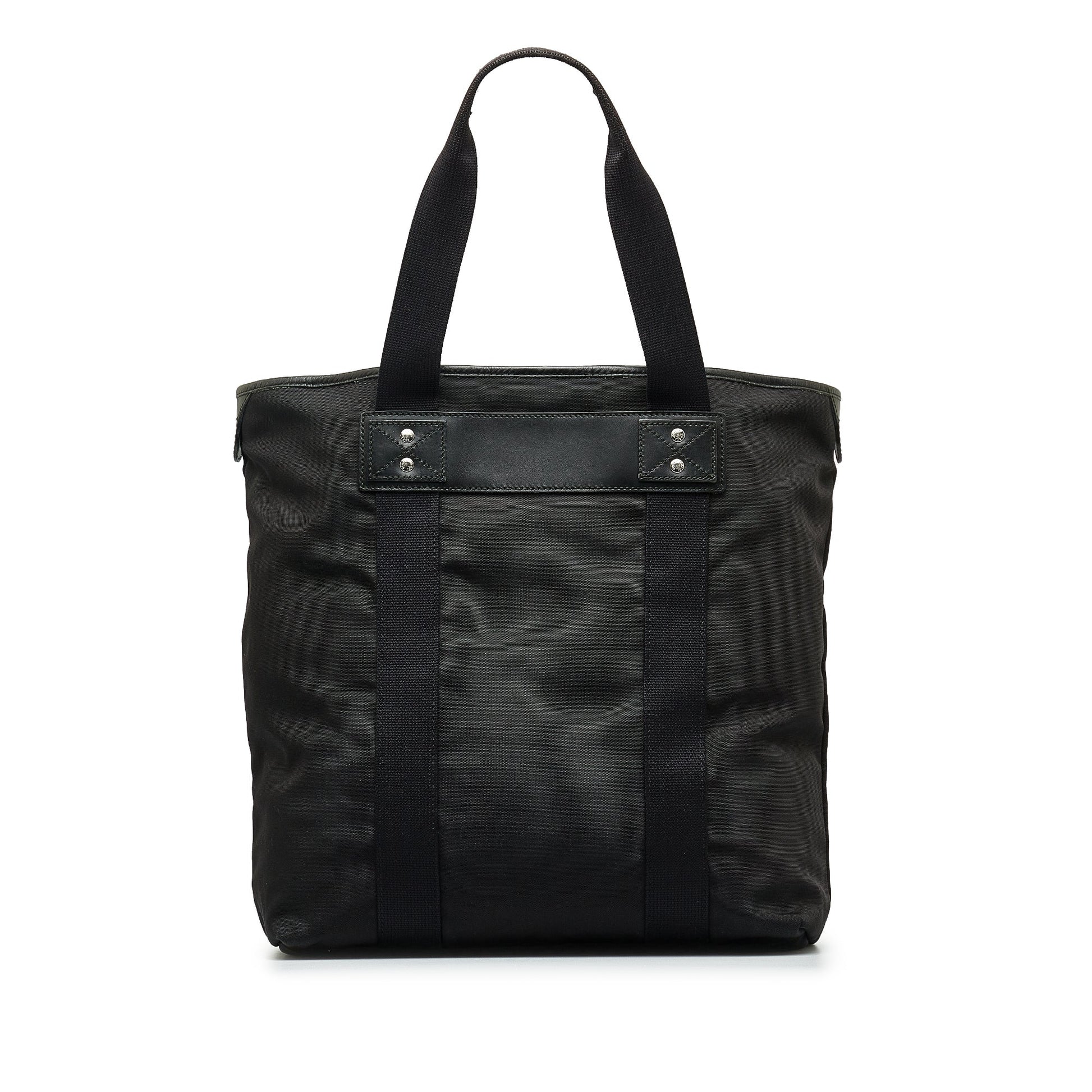 Gucci Web Black Leather Nylon Tote Style 2
