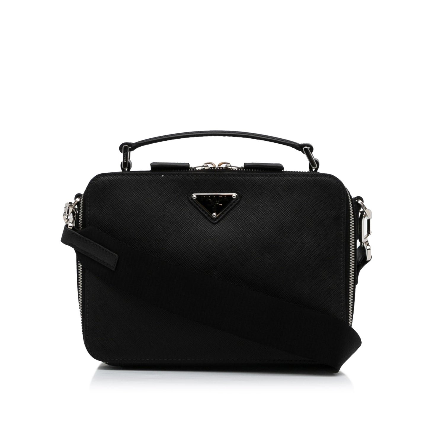 Prada Brique Black Saffiano Luxury Handbag